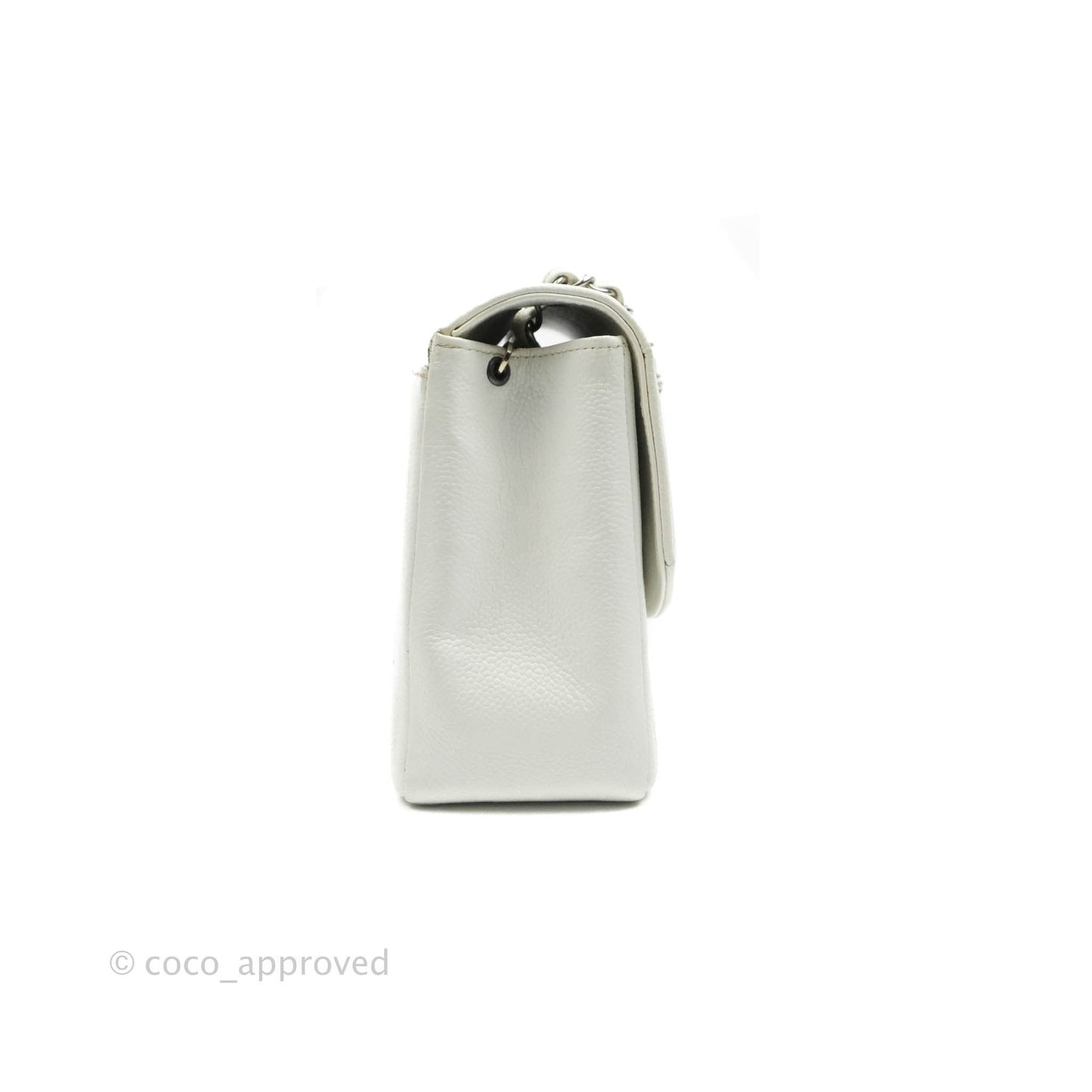 Chanel Vintage Medium Classic Quilted Diana Flap Bag White Caviar Silver Hardware