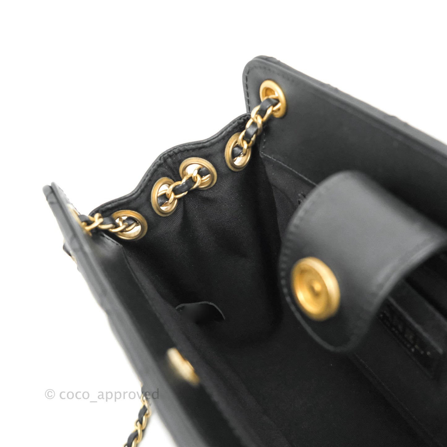Chanel Small Accordion Tote Bag Black Calfskin Gold Hardware