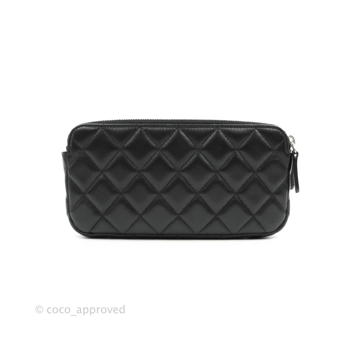 Chanel Classic Small Clutch With Chain Black Lambskin Silver Hardware