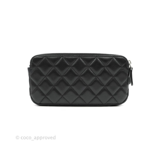 Chanel Classic Small Clutch With Chain Black Lambskin Silver Hardware