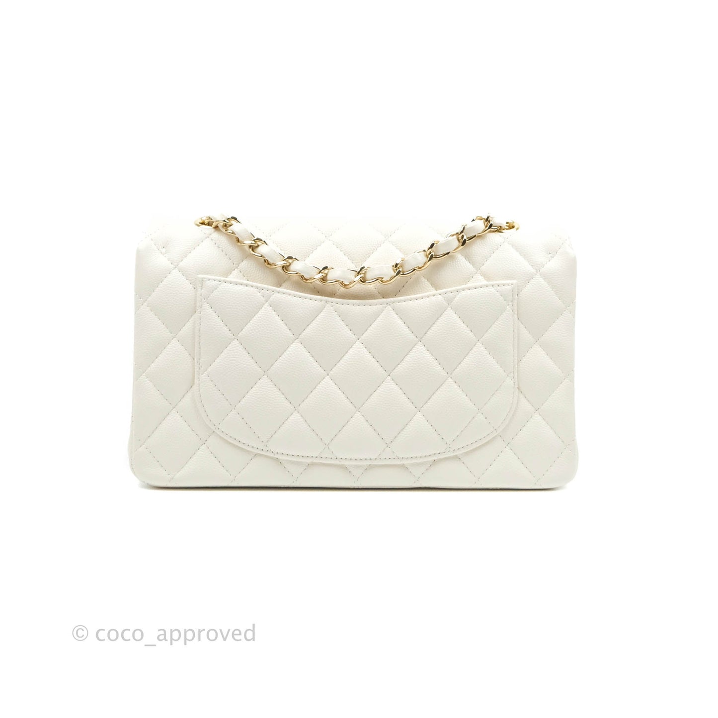 Chanel Classic Quilted Small S/M Flap White Caviar Gold Hardware