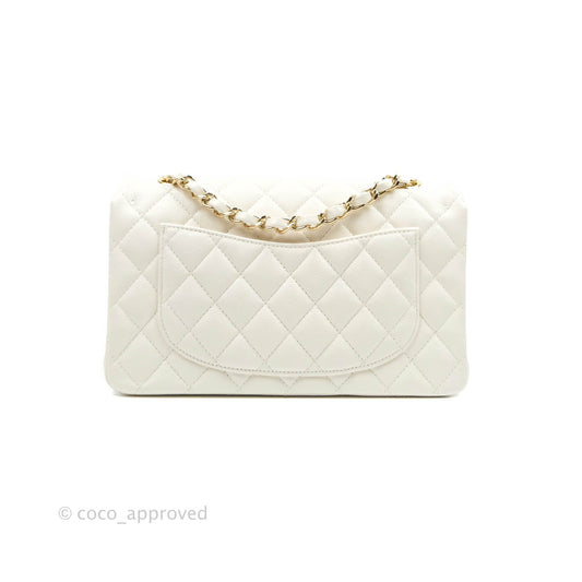 Chanel Classic Quilted Small S/M Flap White Caviar Gold Hardware