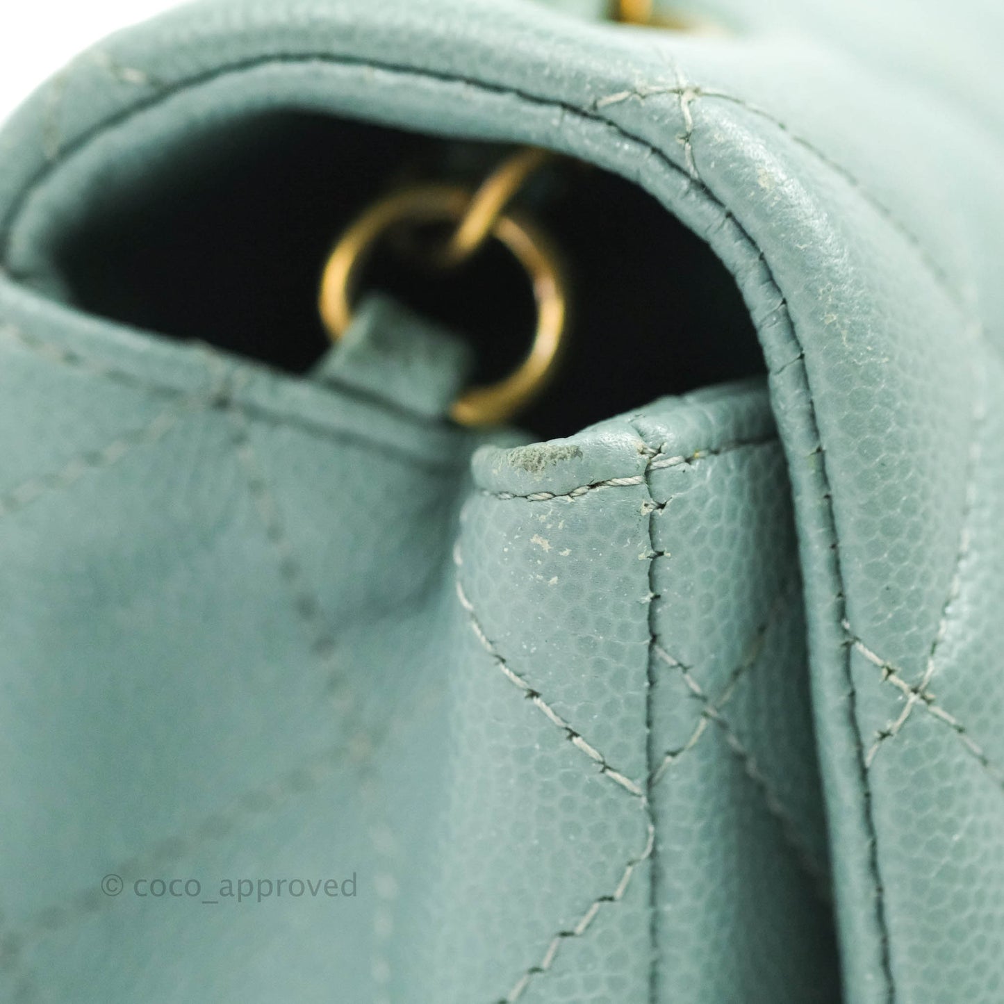 Chanel Quilted Mini Rectangular Flap Iridescent Blue Green Aged Gold Hardware
