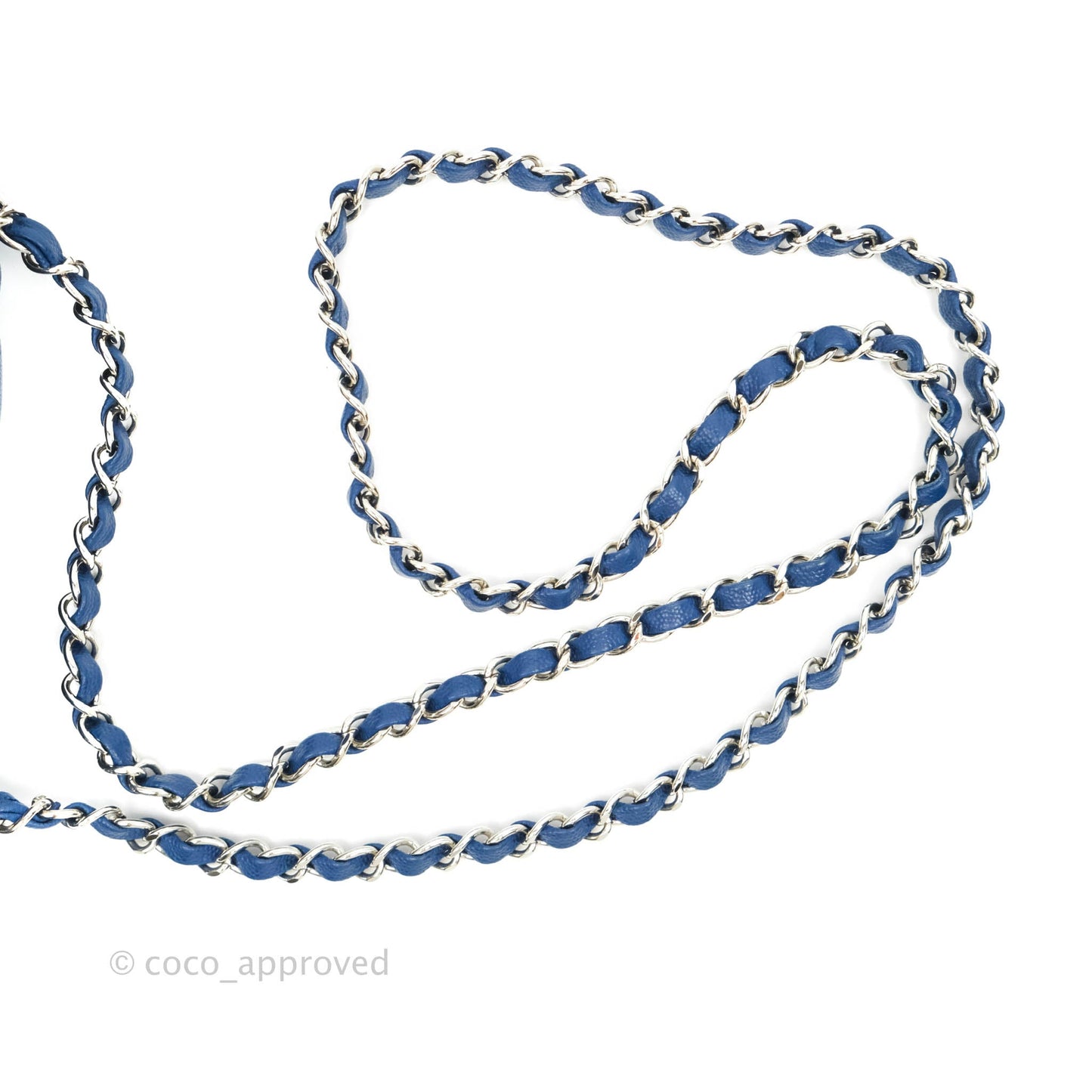 Chanel Quilted Mini Rectangular Flap Blue Caviar Silver Hardware