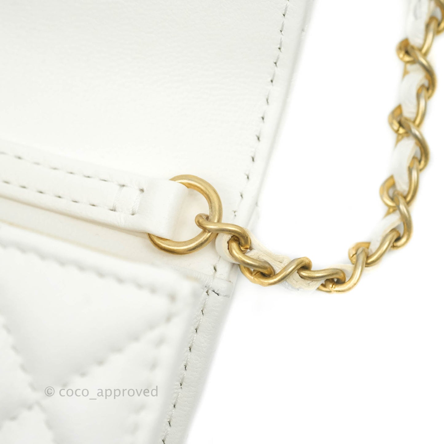 Chanel Mini Pearl Crush Clutch With Chain White Aged Gold Hardware