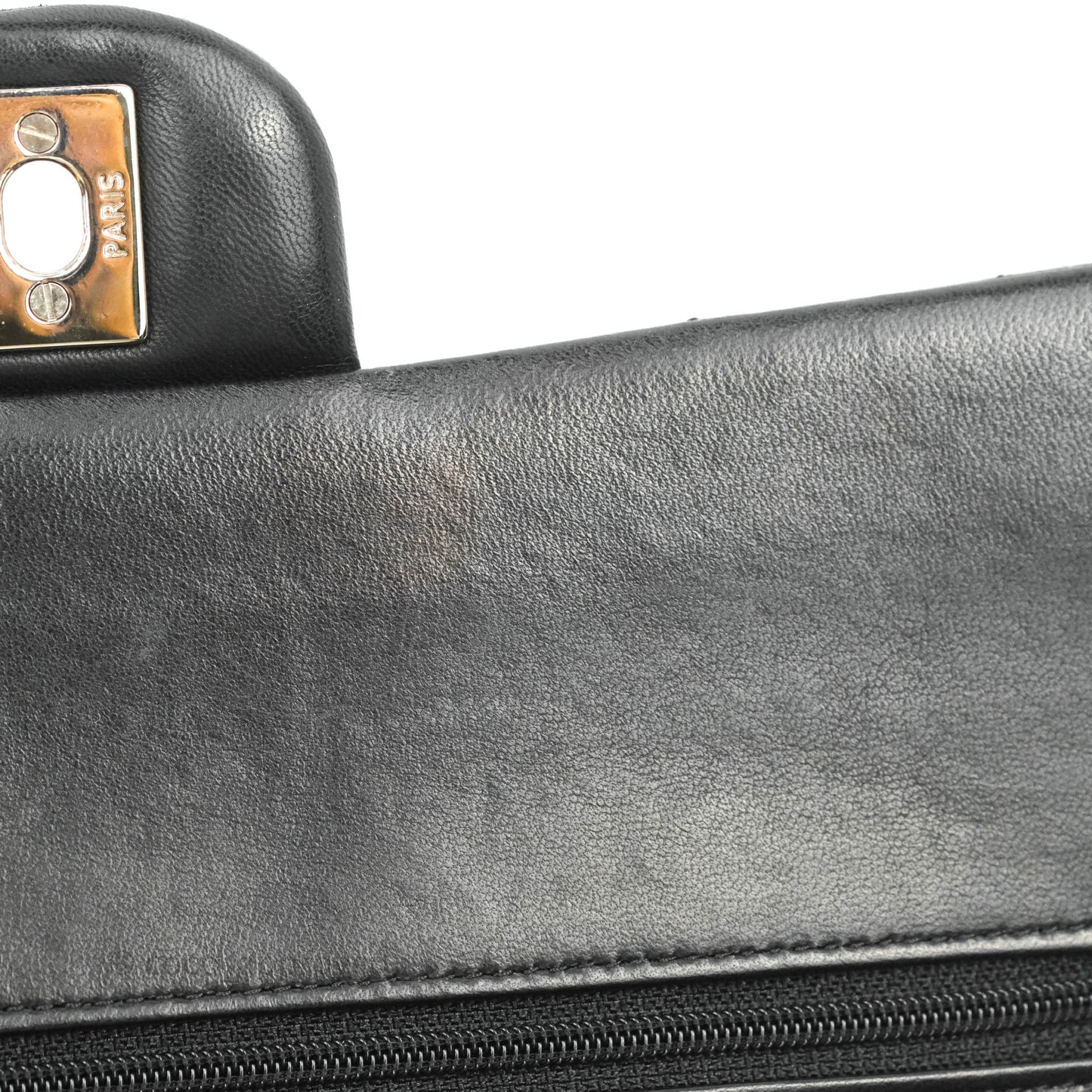 Chanel Classic M/L Medium Double Flap Black Lambskin Silver Hardware
