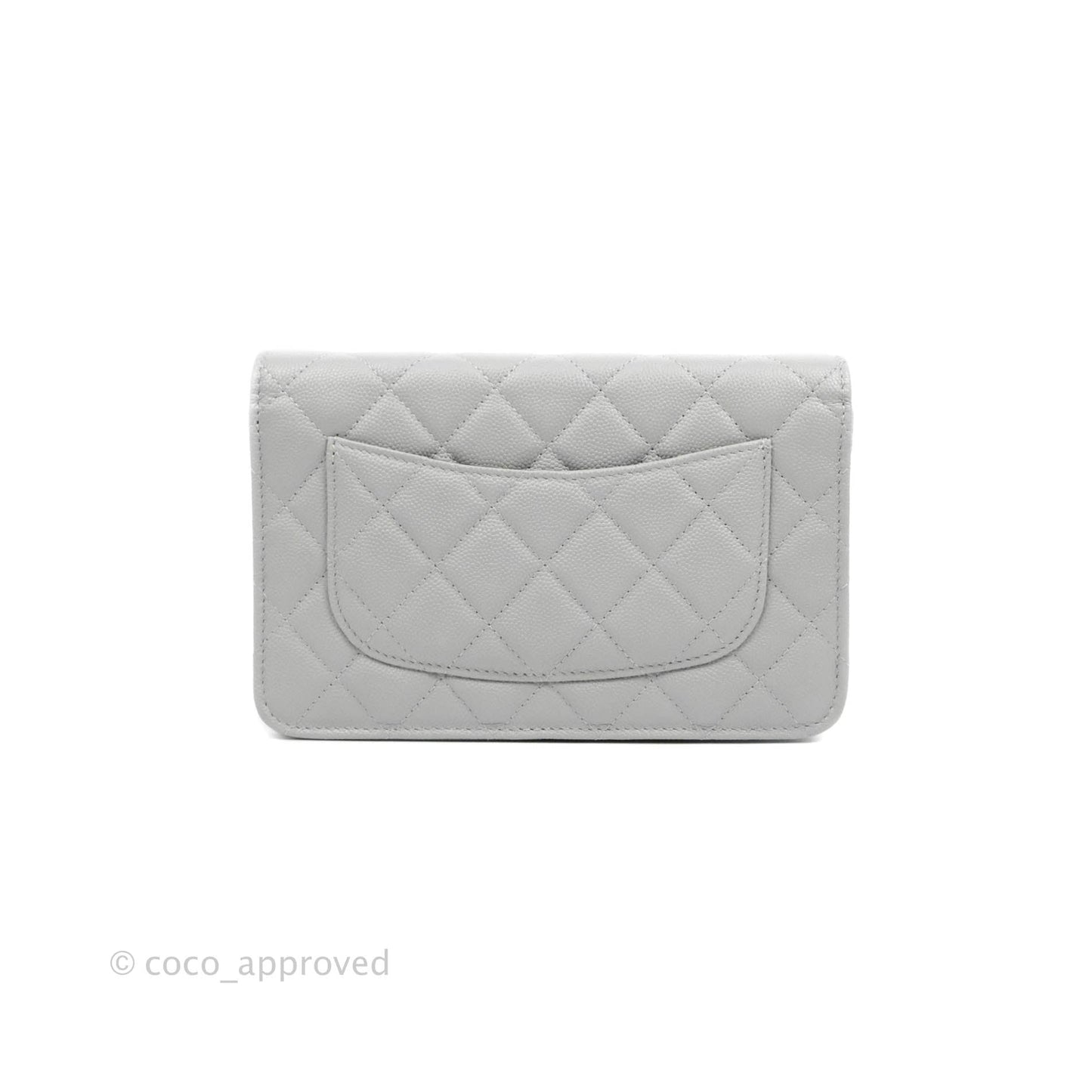 Chanel Quilted Wallet On Chain WOC Grey Caviar Gold Hardware 21A