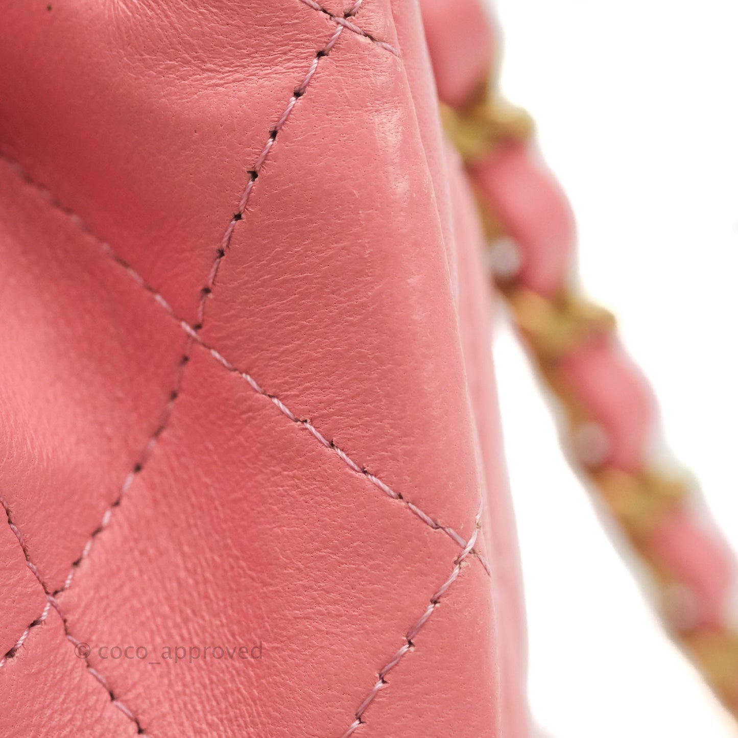 Chanel Quilted Mini Square Pink Lambskin Aged Gold Hardware 19S