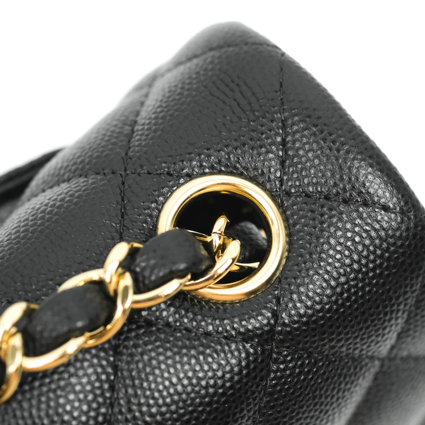 Chanel Quilted Mini Rectangular Flap Black Caviar Gold Hardware 18B
