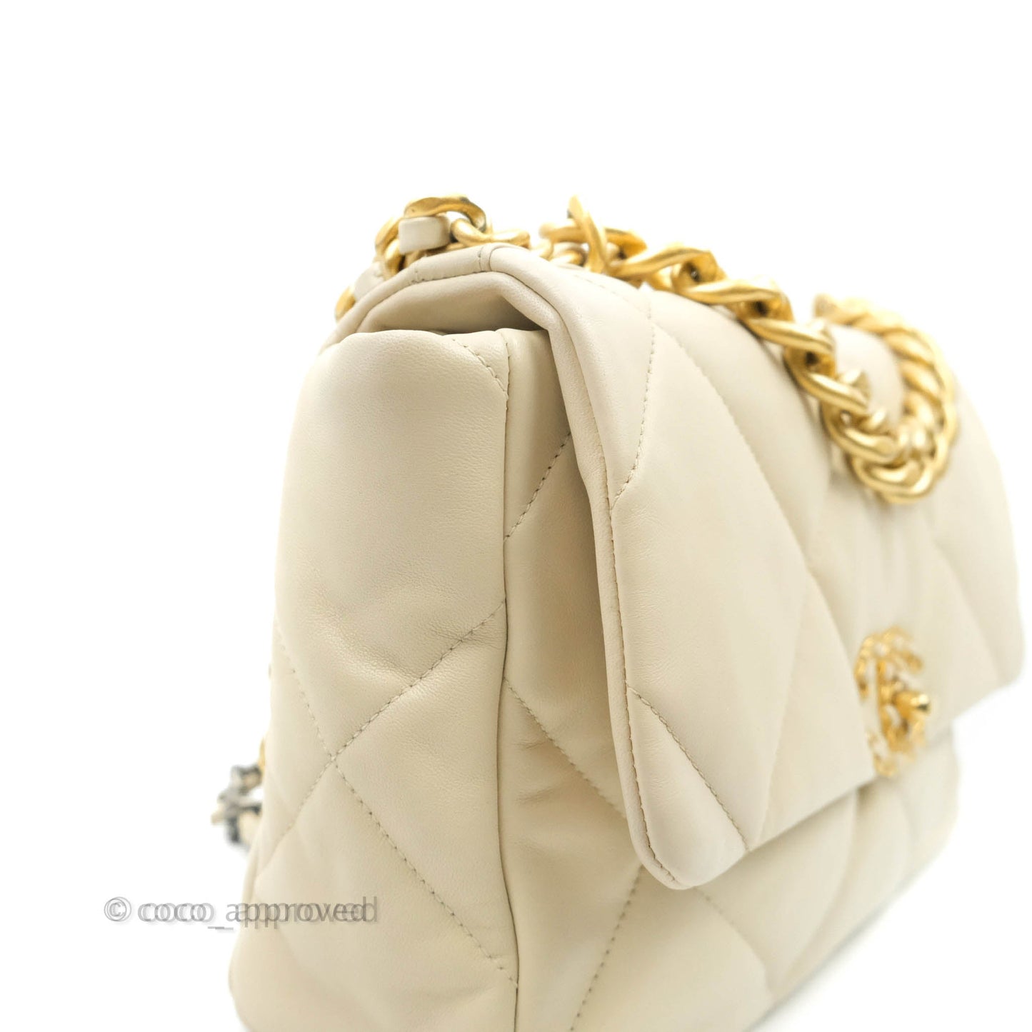 Chanel 19 Medium Beige Cream Goatskin Mixed Hardware