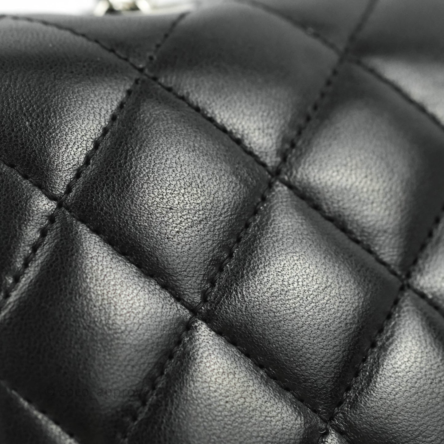 Chanel Classic M/L Medium Double Flap Black Lambskin Silver Hardware