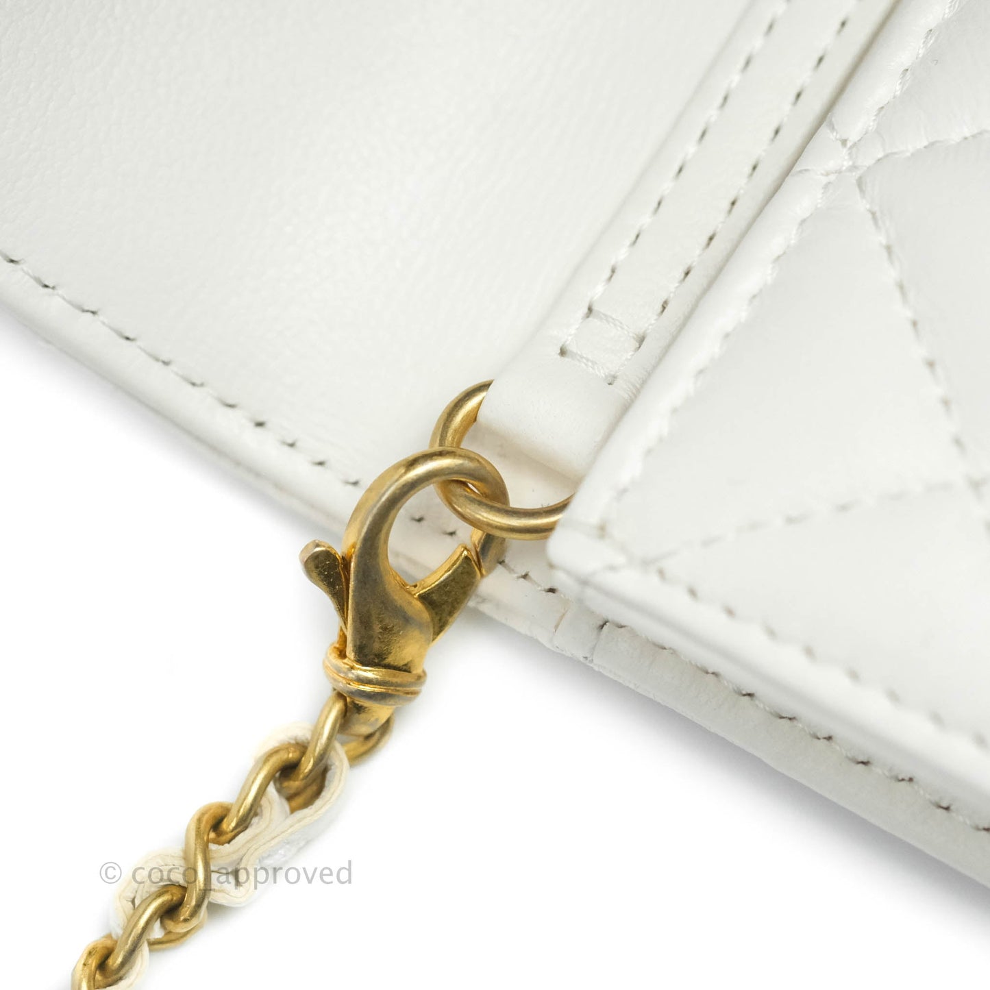 Chanel Mini Pearl Crush Clutch With Chain White Aged Gold Hardware