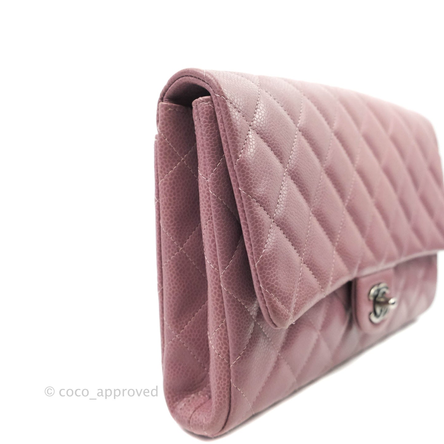 Chanel Quilted Clutch with Chain Pink Mauve Caviar Ruthenium Hardware