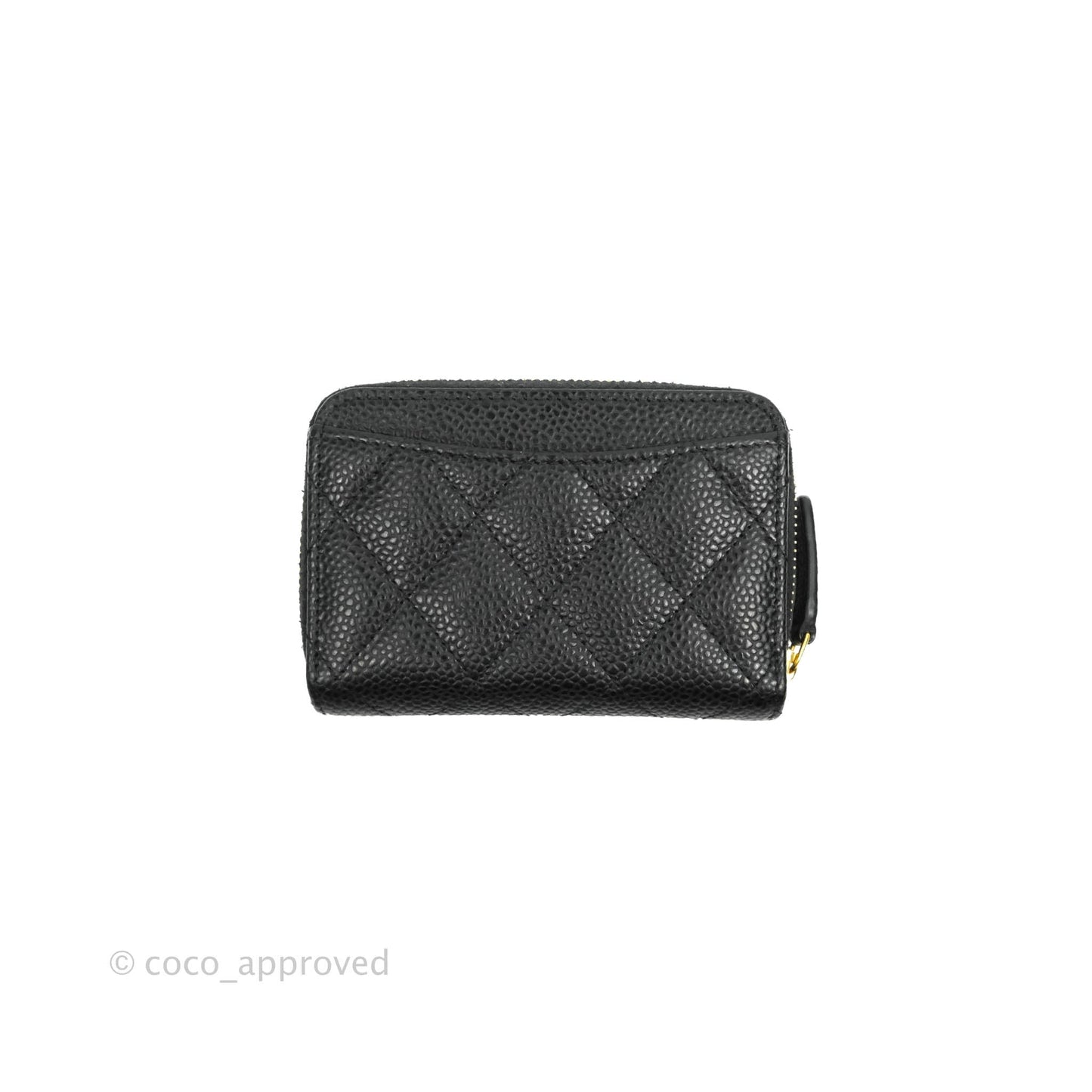 Chanel Classic Zipped Coin Purse Black Caviar Gold Hardware