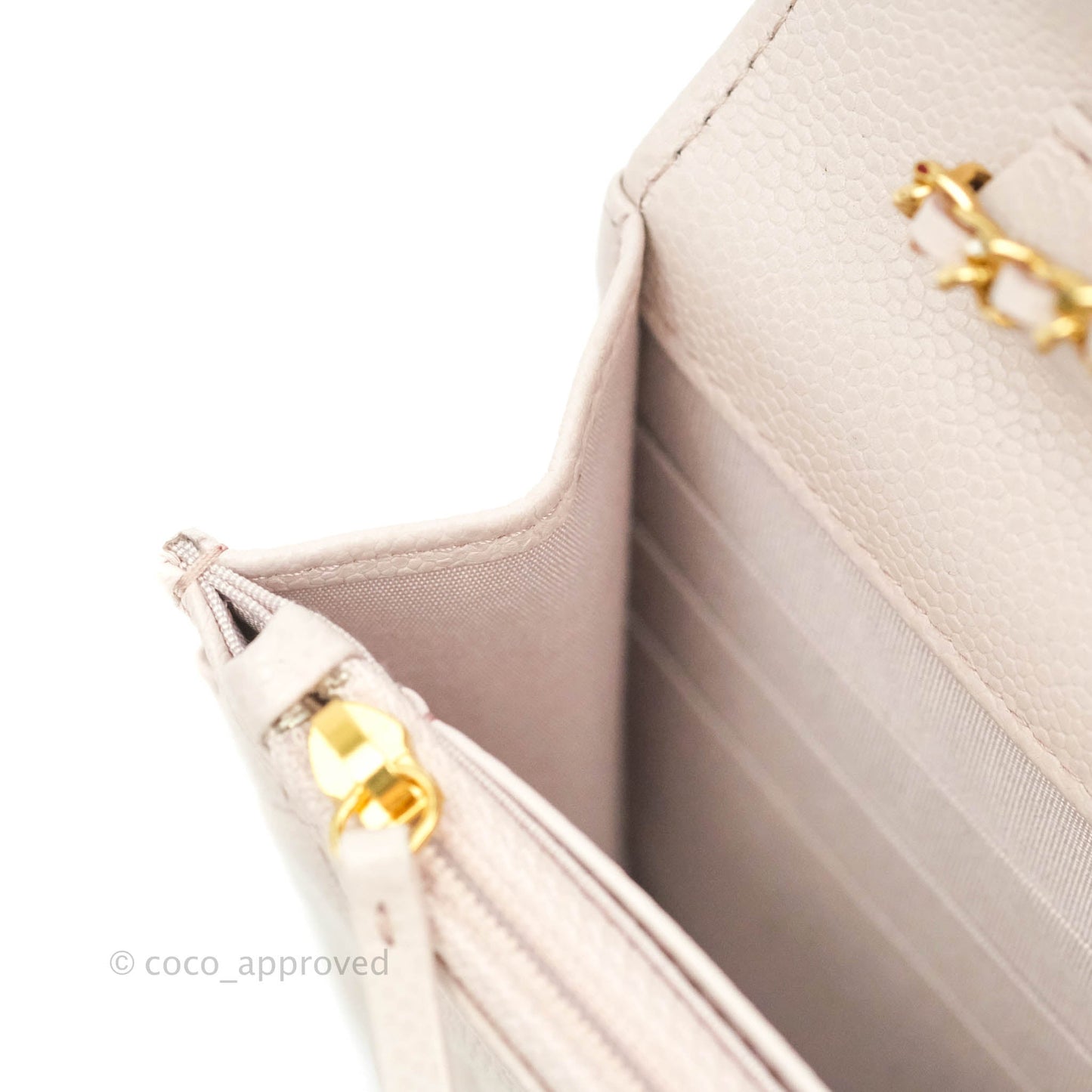 Chanel Quilted WOC Lilac Caviar CC Coco Chain Gold Hardware