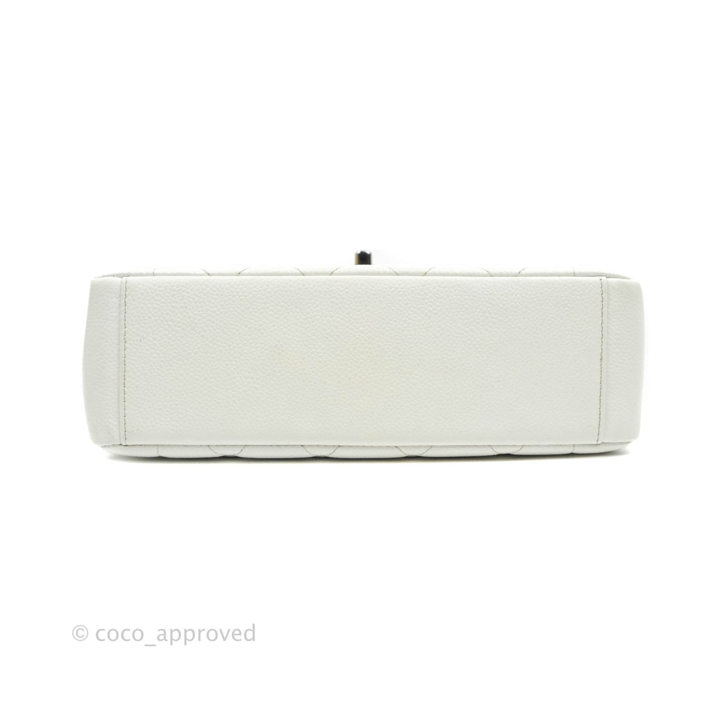 Chanel Vintage Medium Classic Quilted Diana Flap Bag White Caviar Silver Hardware