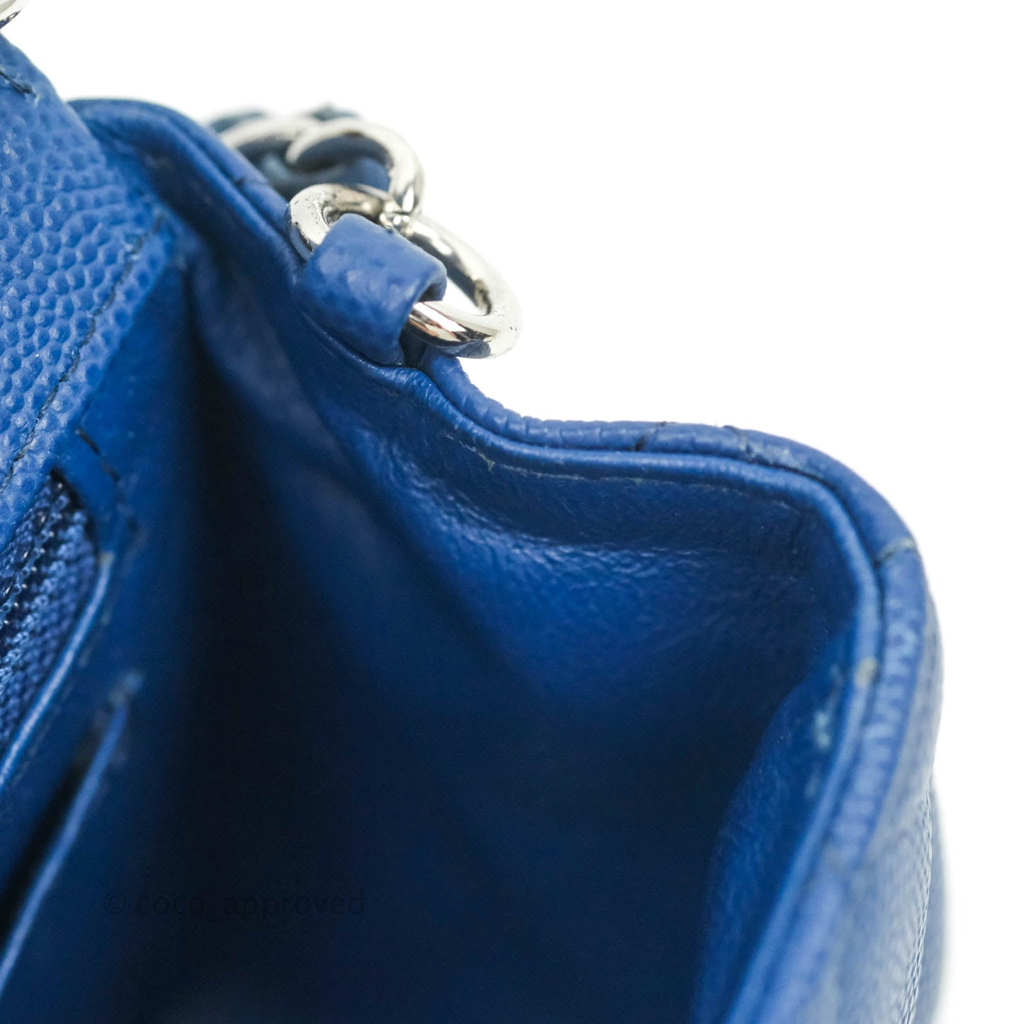 Chanel Quilted Mini Rectangular Flap Blue Caviar Silver Hardware