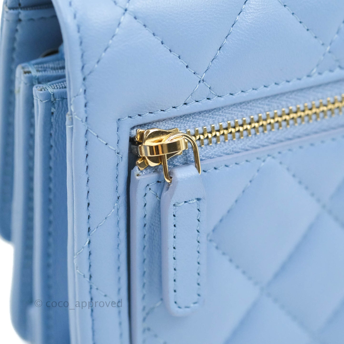Chanel Quilted Mini Wallet on Chain WOC Blue Lambskin Silver Hardware 21C