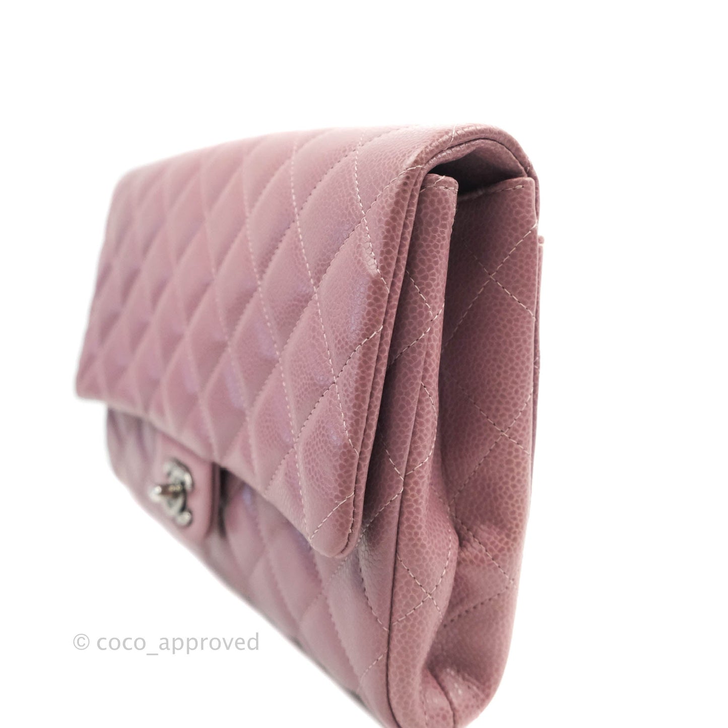 Chanel Quilted Clutch with Chain Pink Mauve Caviar Ruthenium Hardware
