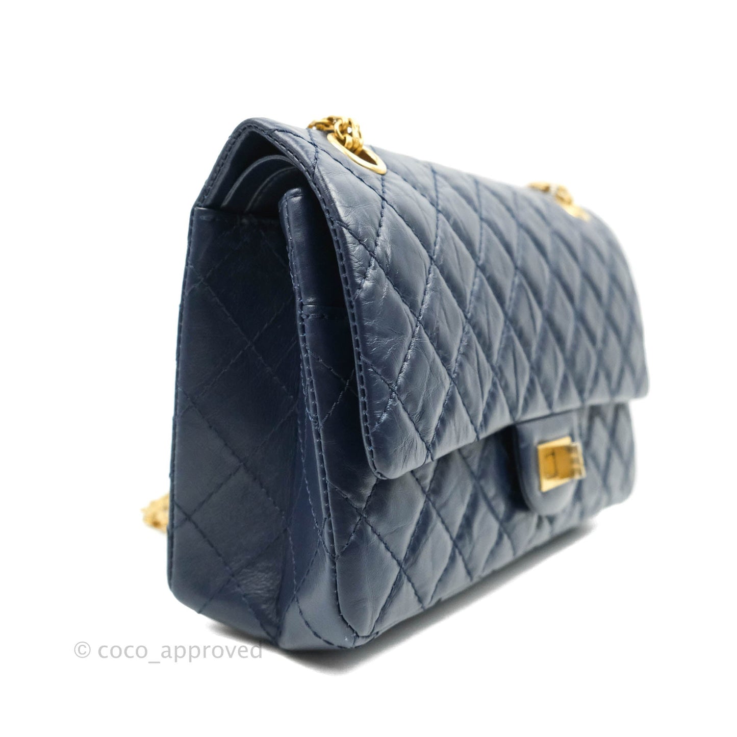 Chanel Reissue Quilted Navy Aged Calfskin Aged Gold Hardware 225