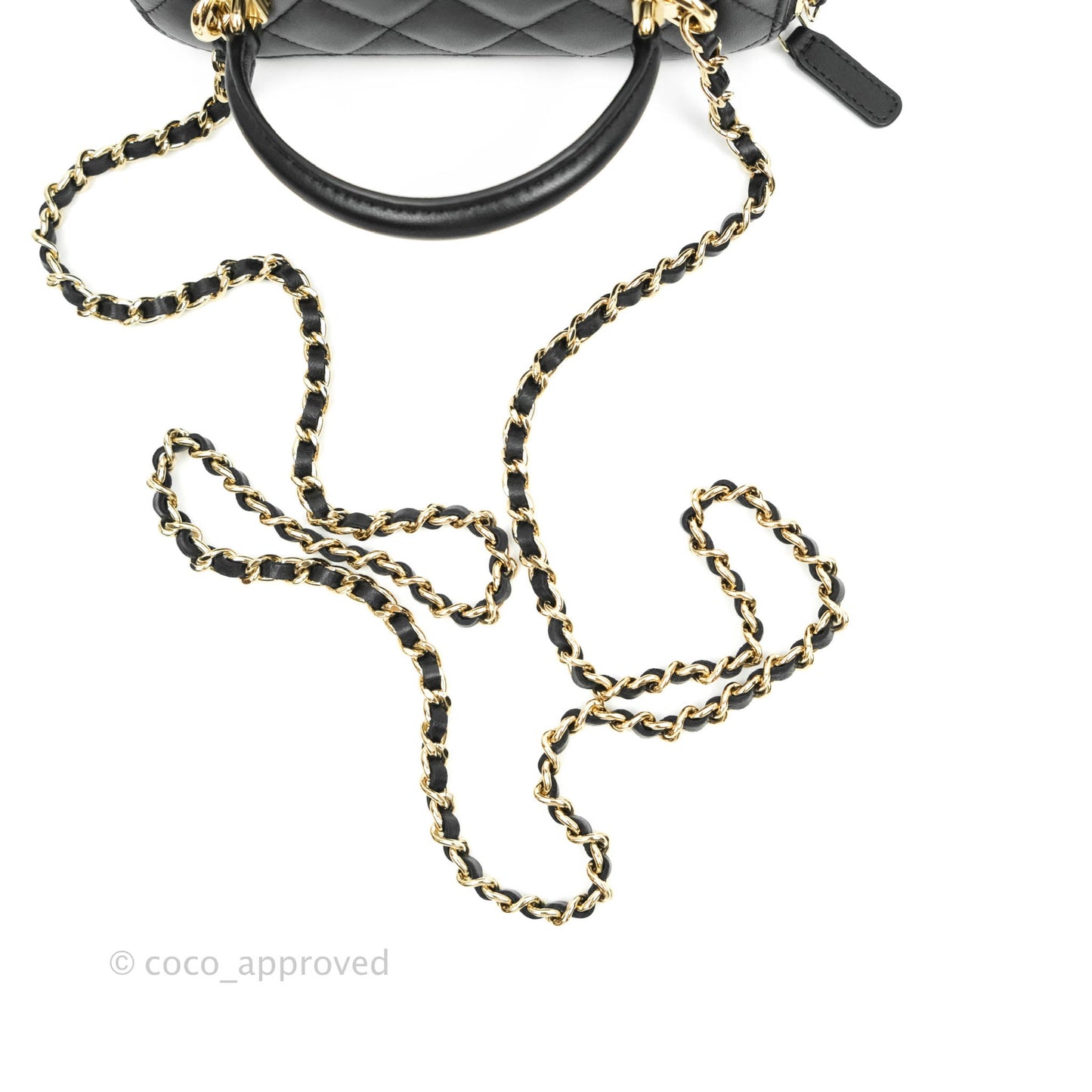 Chanel Classic Vanity Rectangular Top Handle With Chain Black Lambskin Gold Hardware