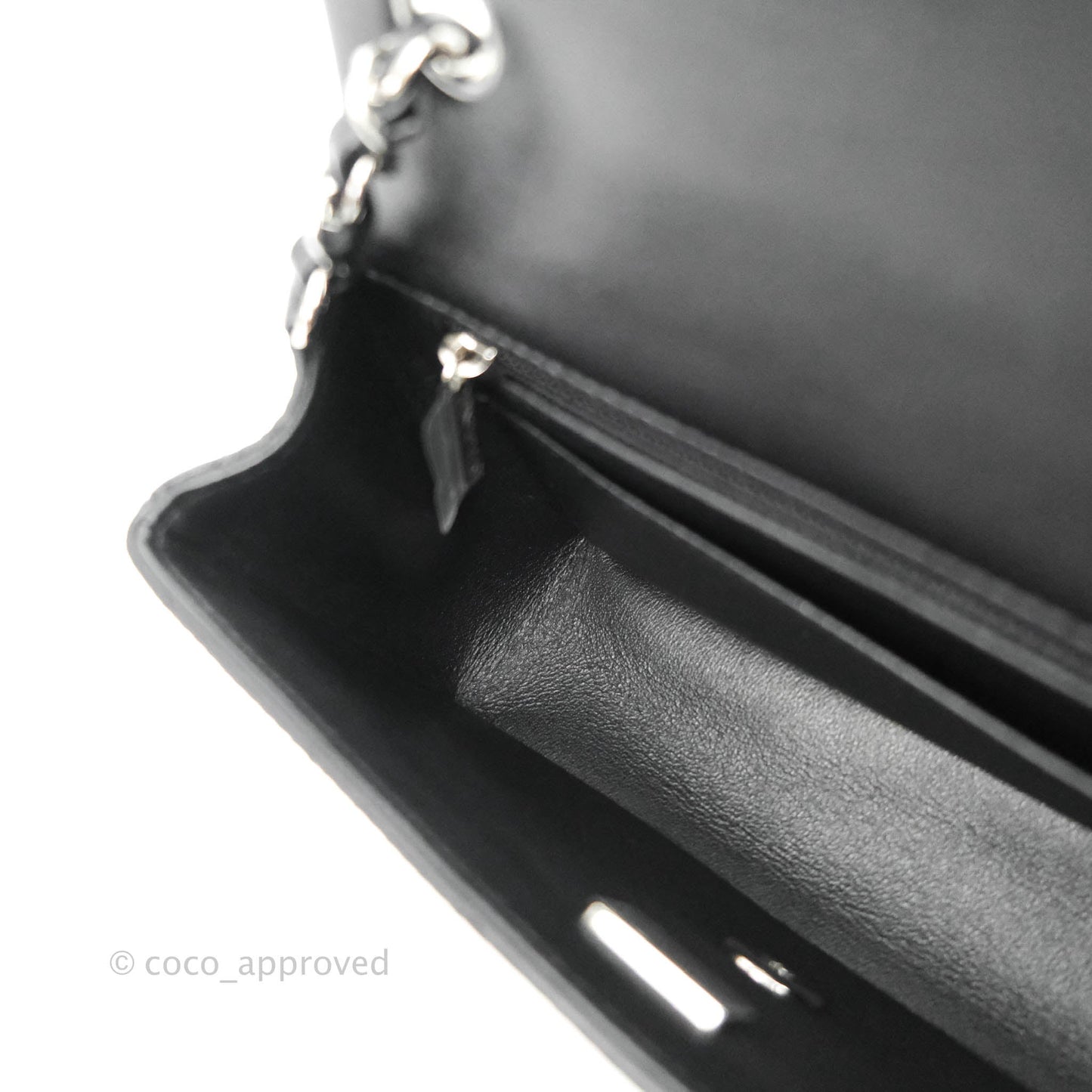 Chanel Quilted Mini Rectangular Flap Black Lambskin Silver Hardware