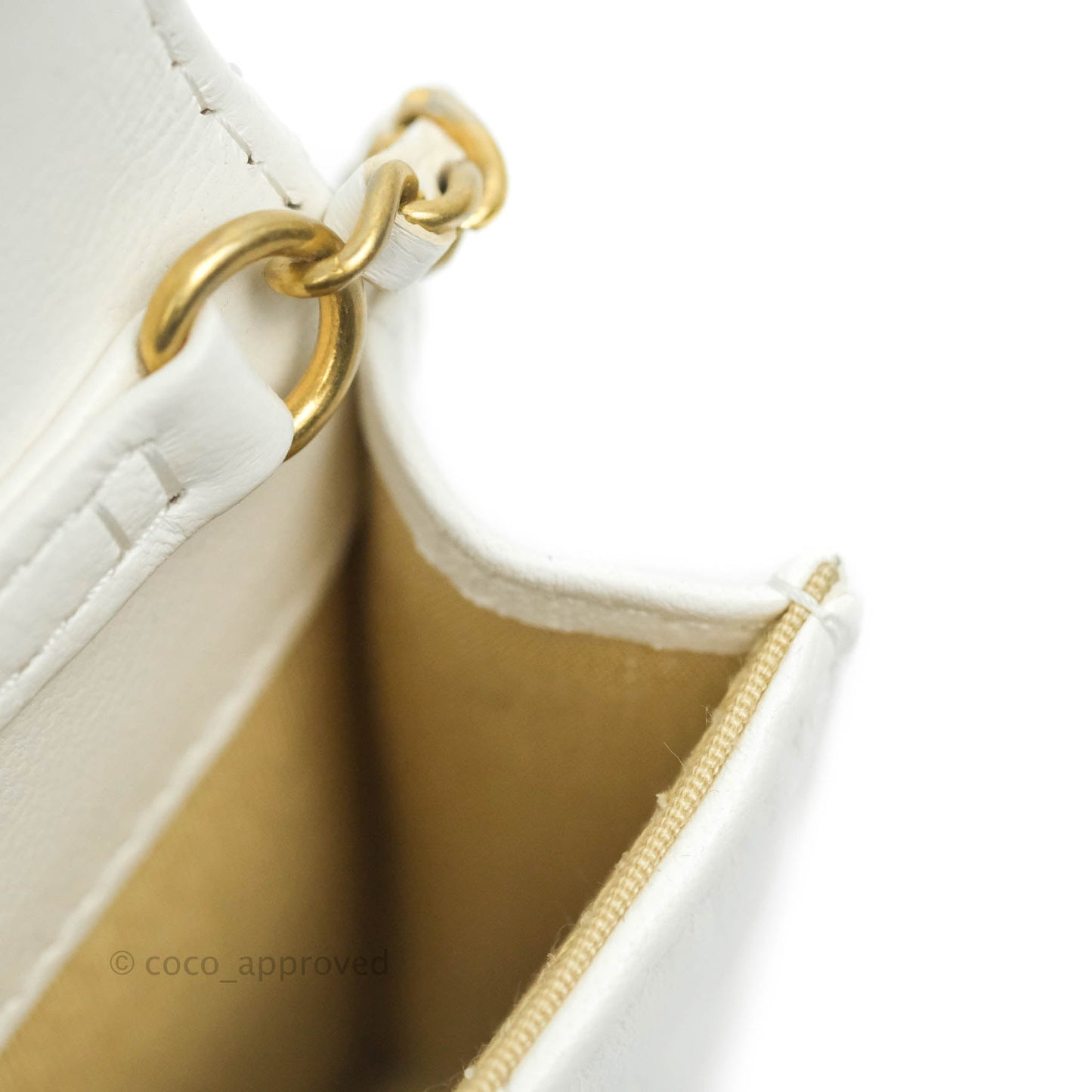 Chanel Mini Pearl Crush Clutch With Chain White Aged Gold Hardware