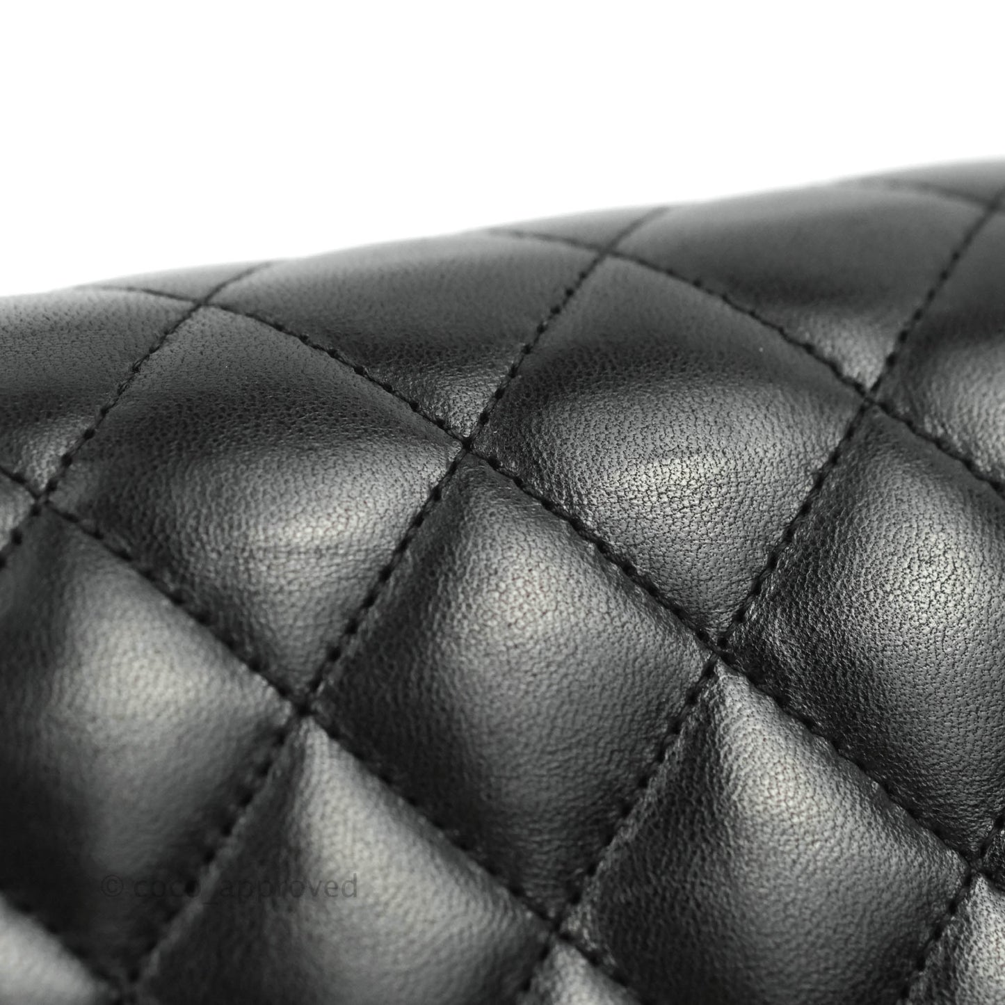 Chanel Classic M/L Medium Double Flap Black Lambskin Silver Hardware