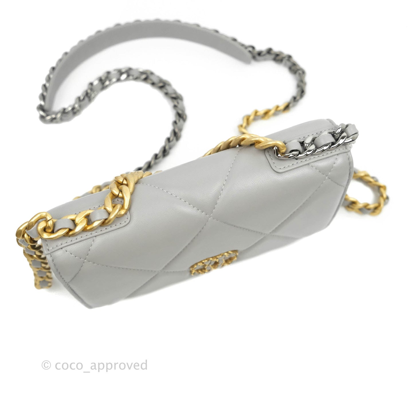 Chanel 19 Wallet on Chain WOC Grey Lambskin Mixed Hardware