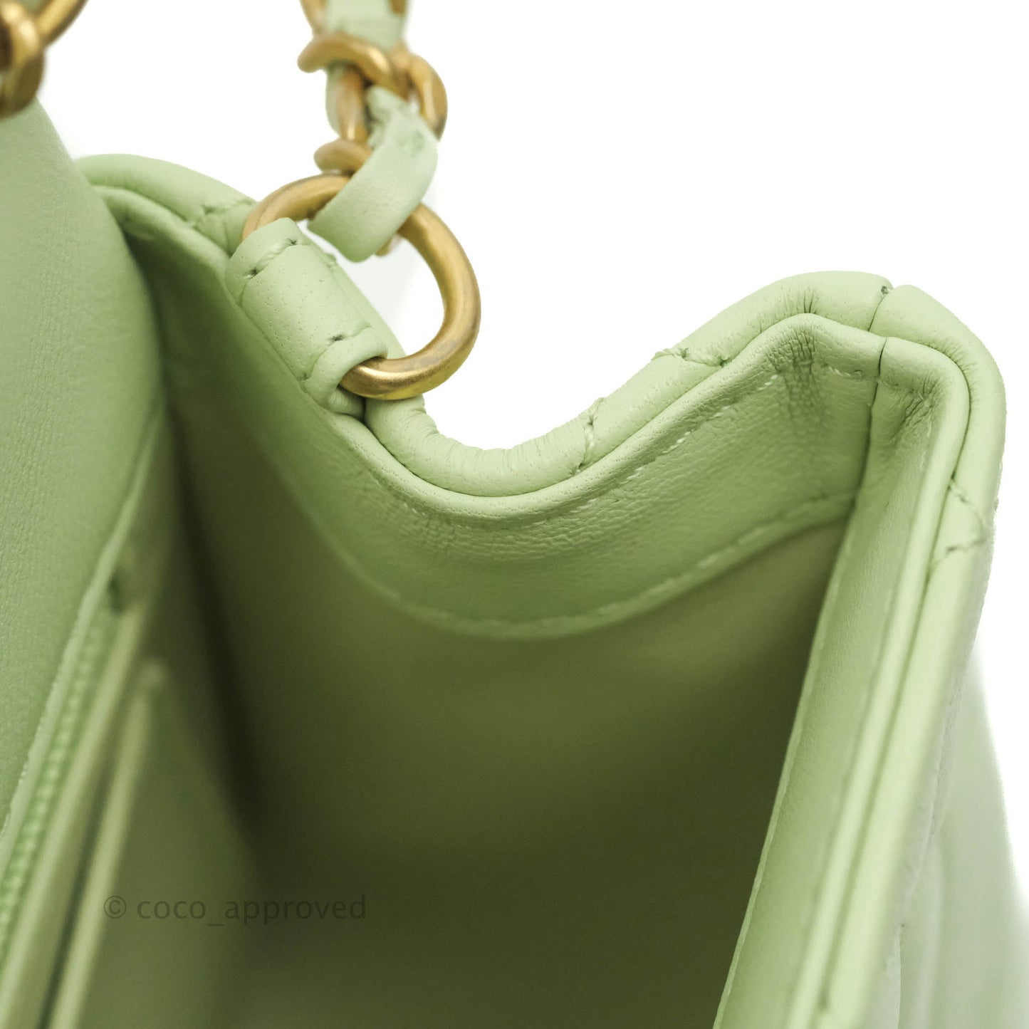 Chanel Mini Rectangular Pearl Crush Avocado Green Lambskin Aged Gold Hardware 22C