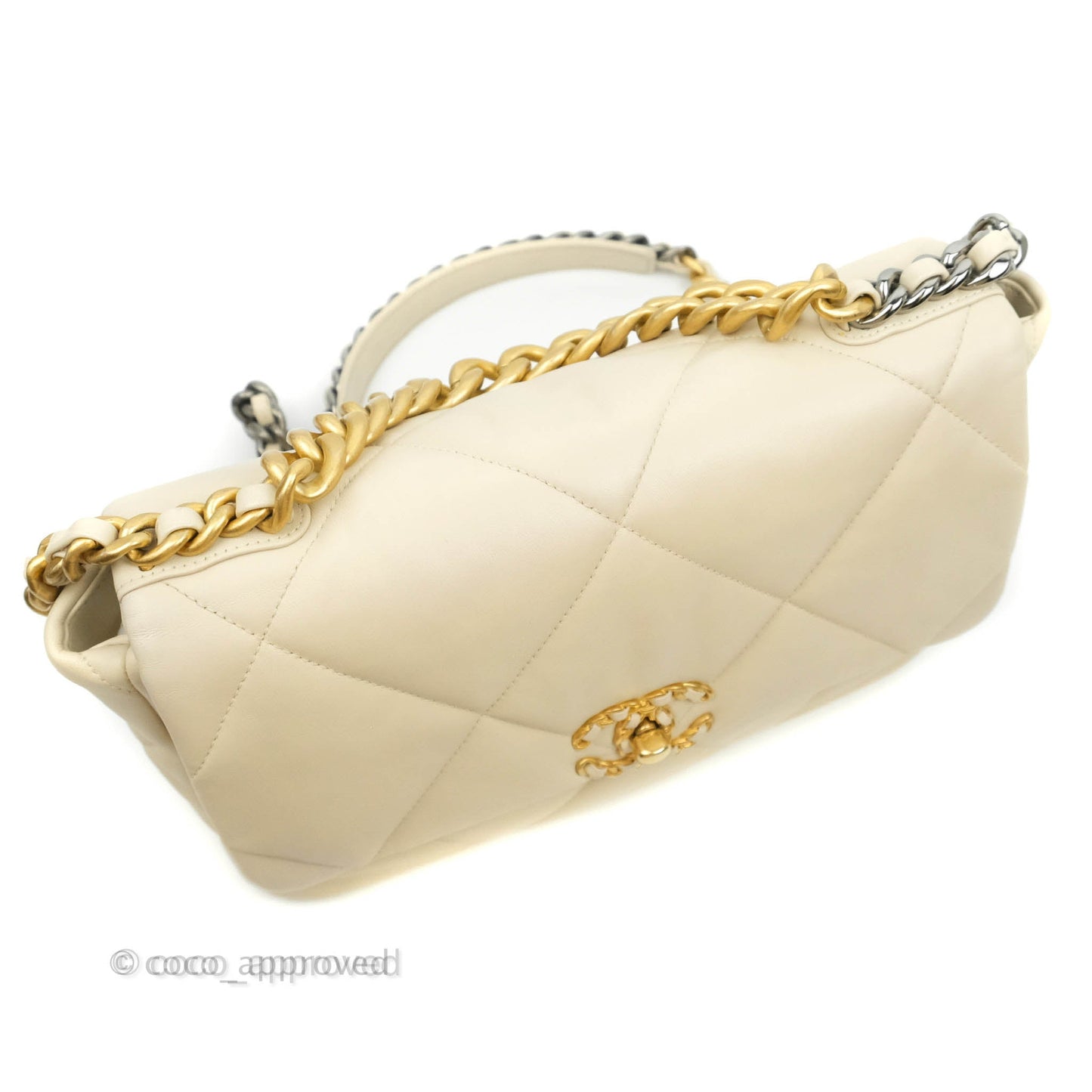 Chanel 19 Medium Beige Cream Goatskin Mixed Hardware