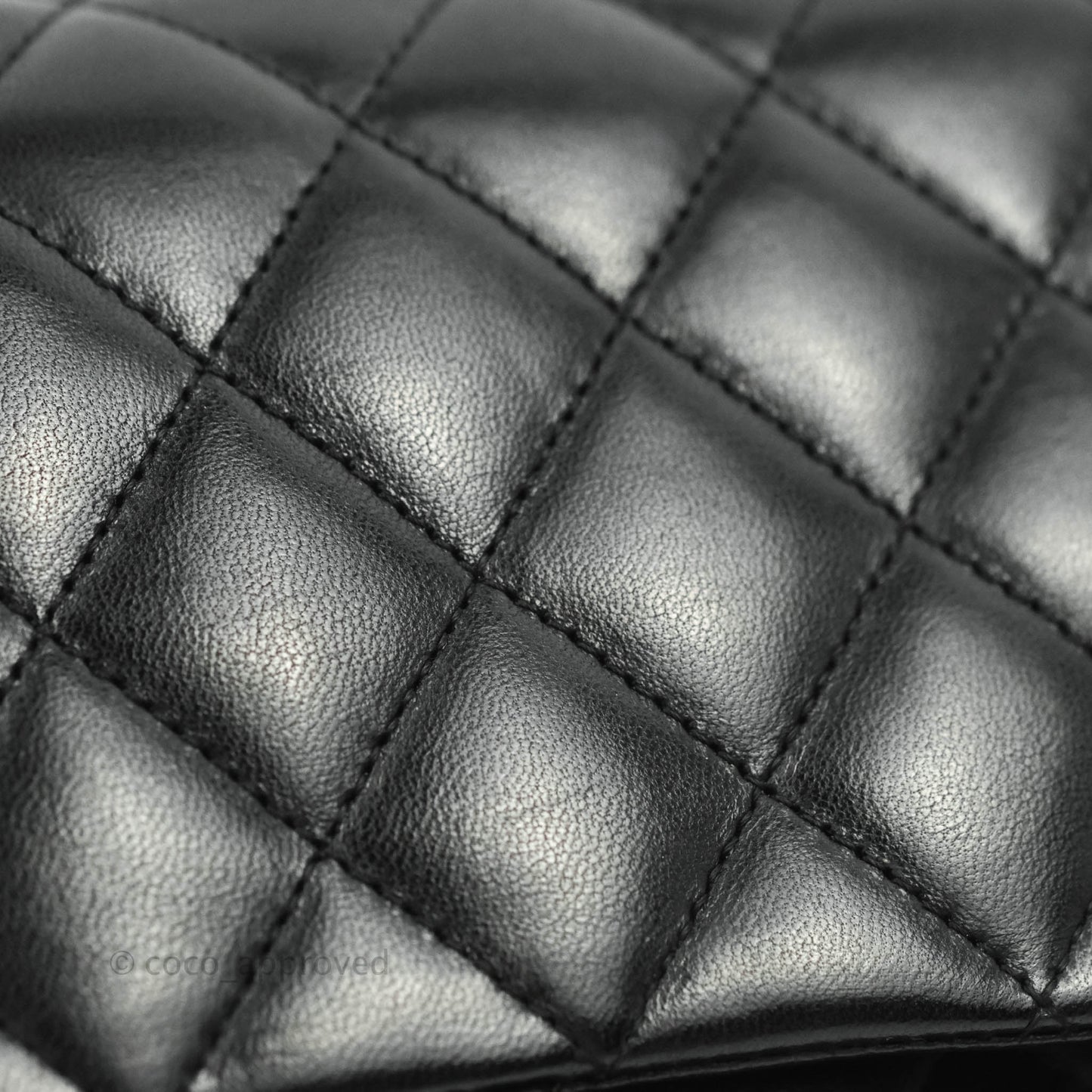 Chanel Classic M/L Medium Double Flap Black Lambskin Silver Hardware