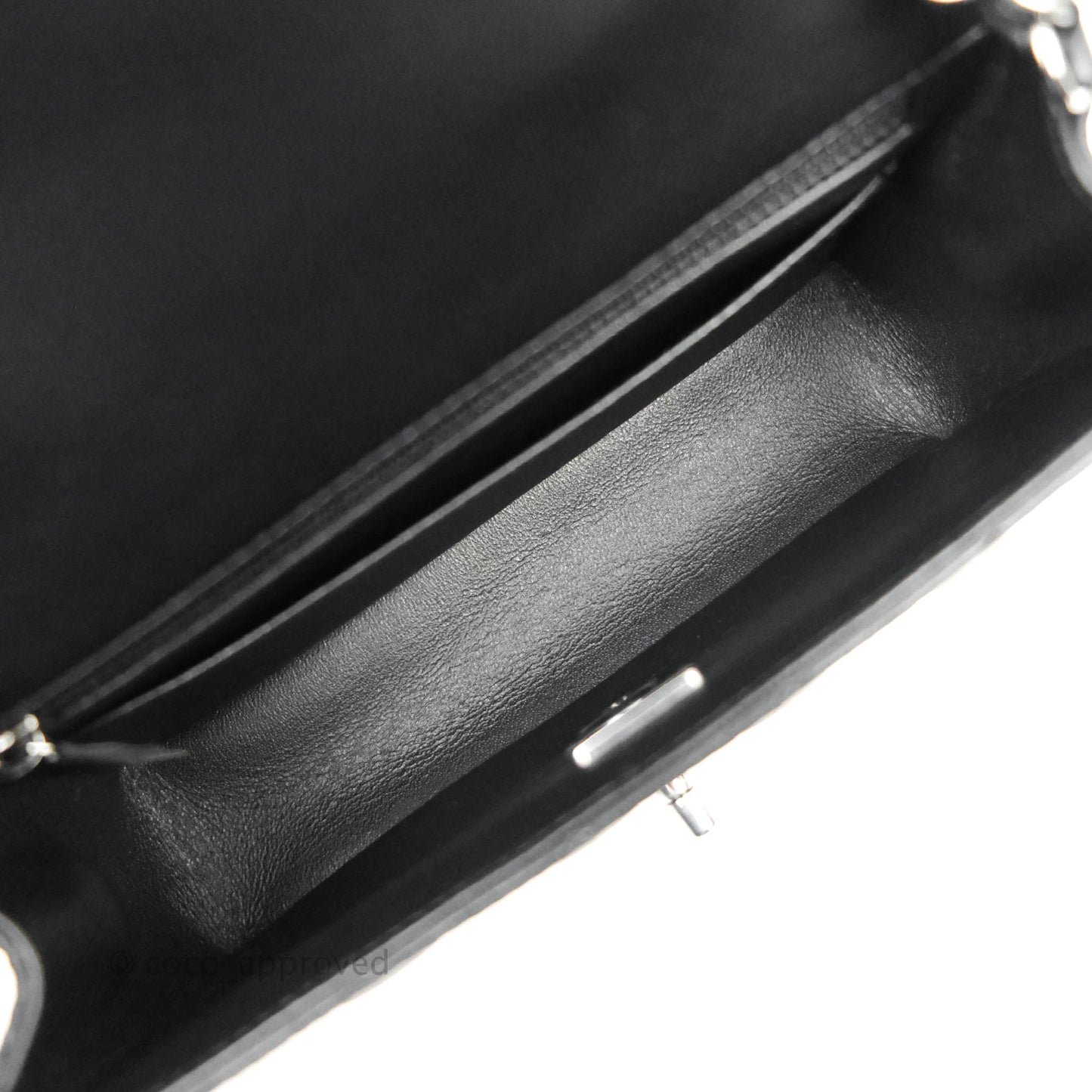 Chanel Quilted Mini Rectangular Flap Black Lambskin Silver Hardware