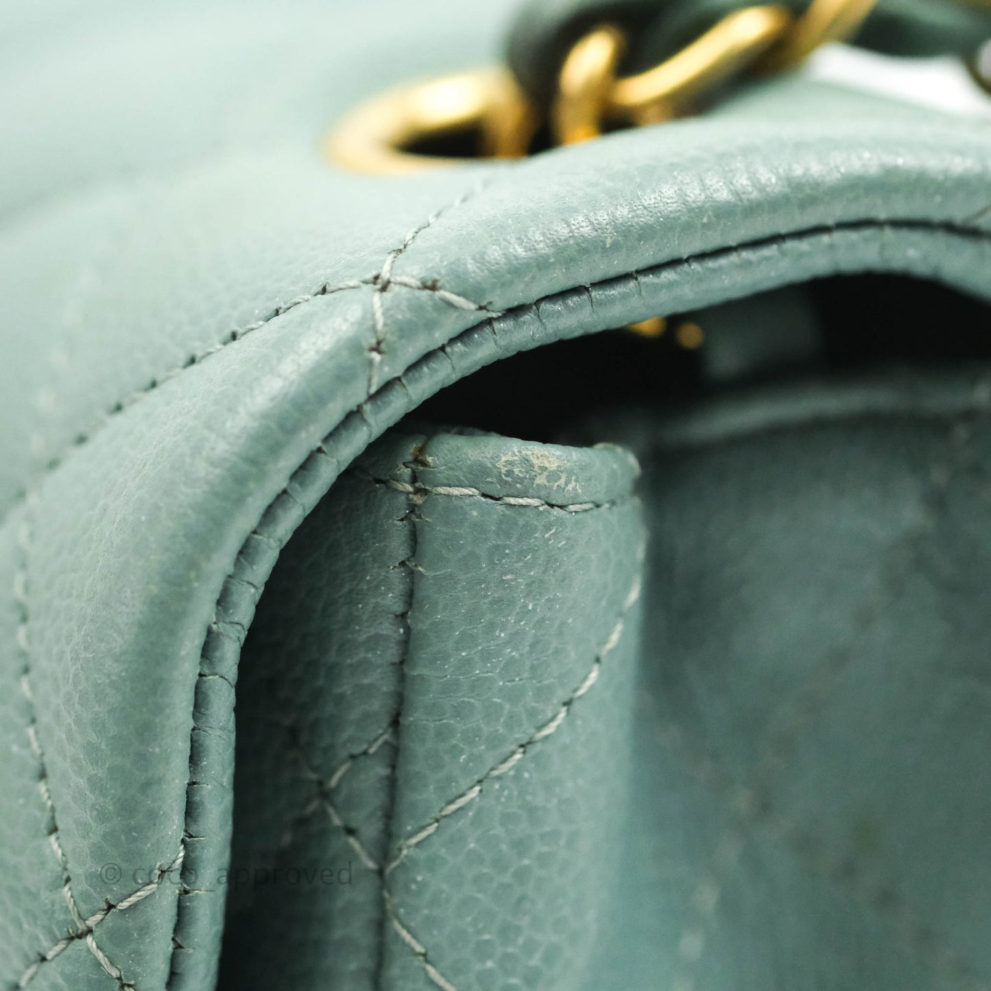 Chanel Quilted Mini Rectangular Flap Iridescent Blue Green Aged Gold Hardware
