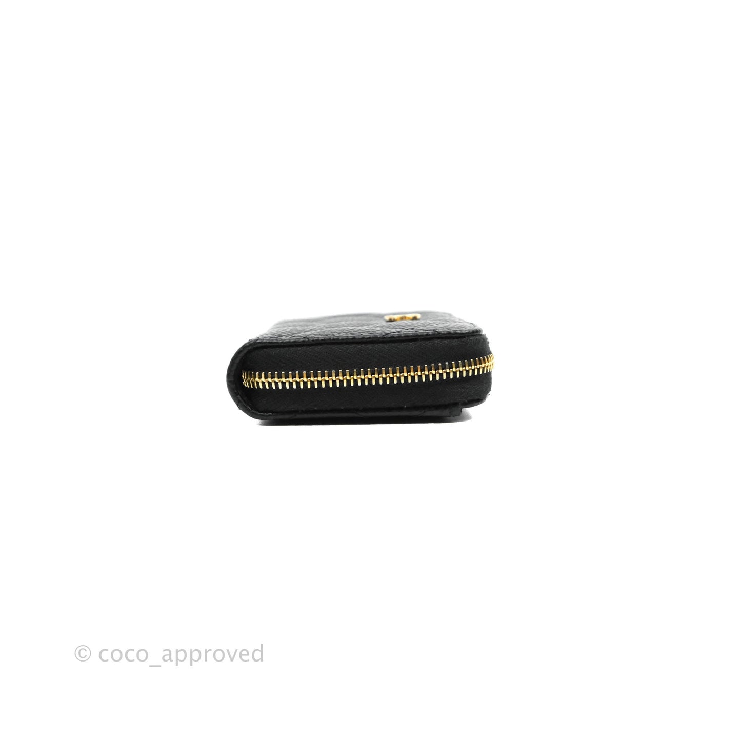 Chanel Classic Zipped Coin Purse Black Caviar Gold Hardware