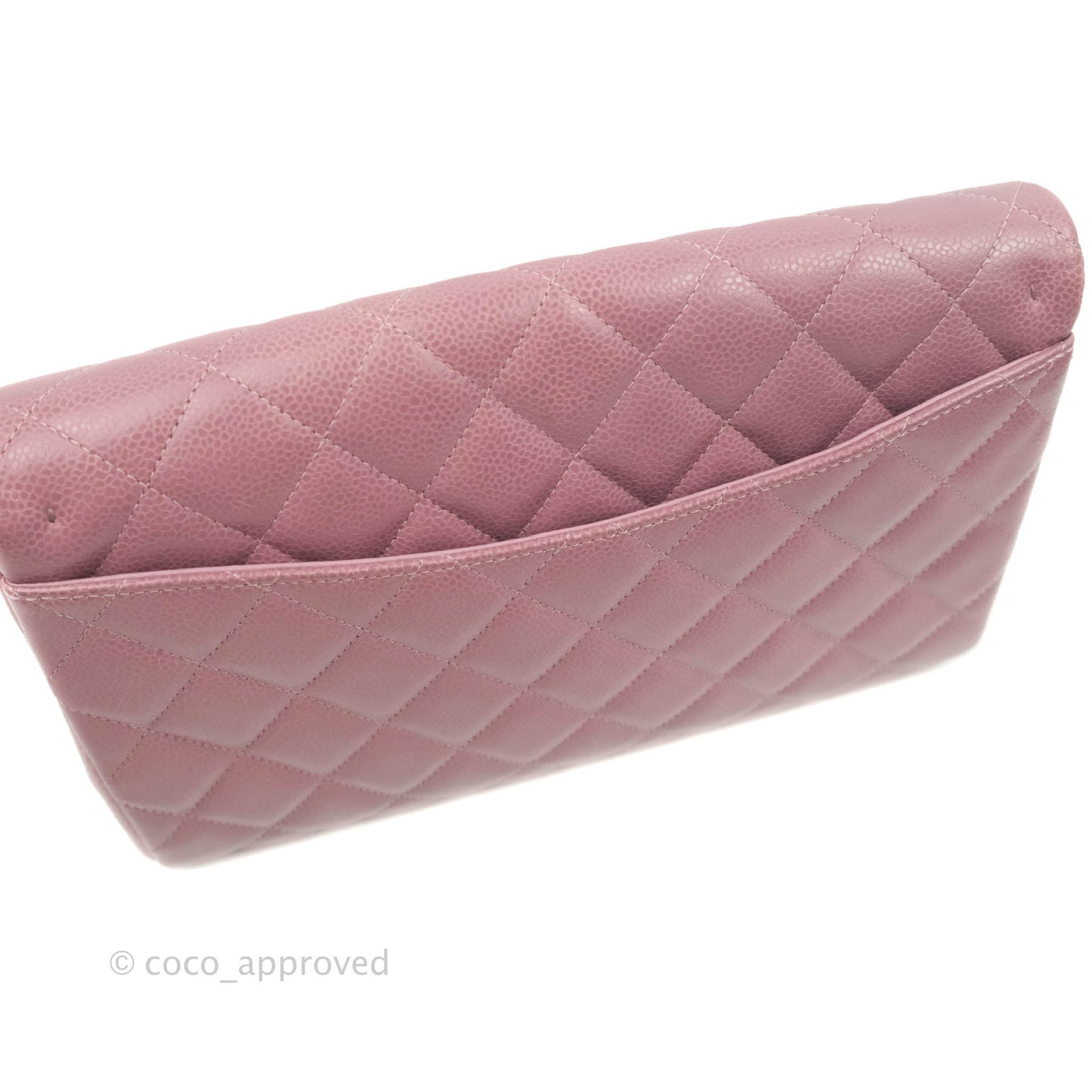 Chanel Quilted Clutch with Chain Pink Mauve Caviar Ruthenium Hardware