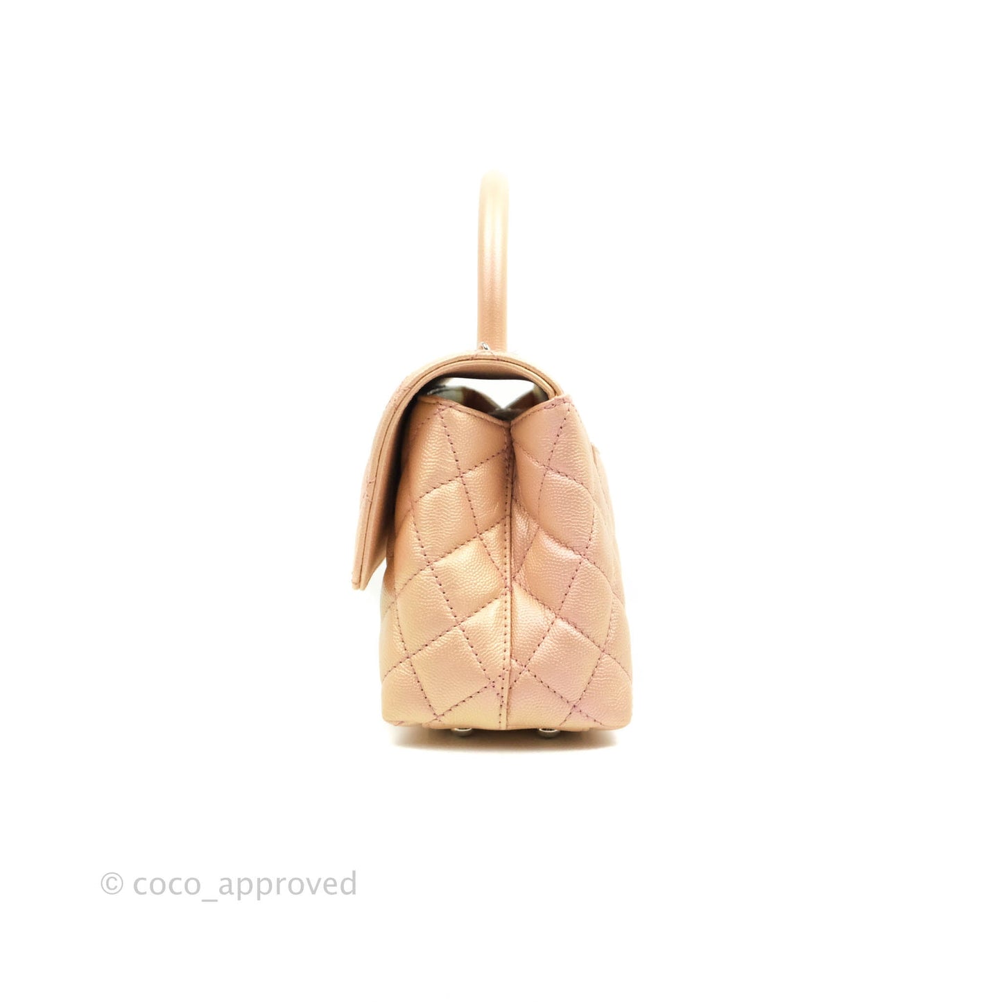Chanel Small Quilted Coco Handle Iridescent Light Pink Caviar Rainbow Hardware