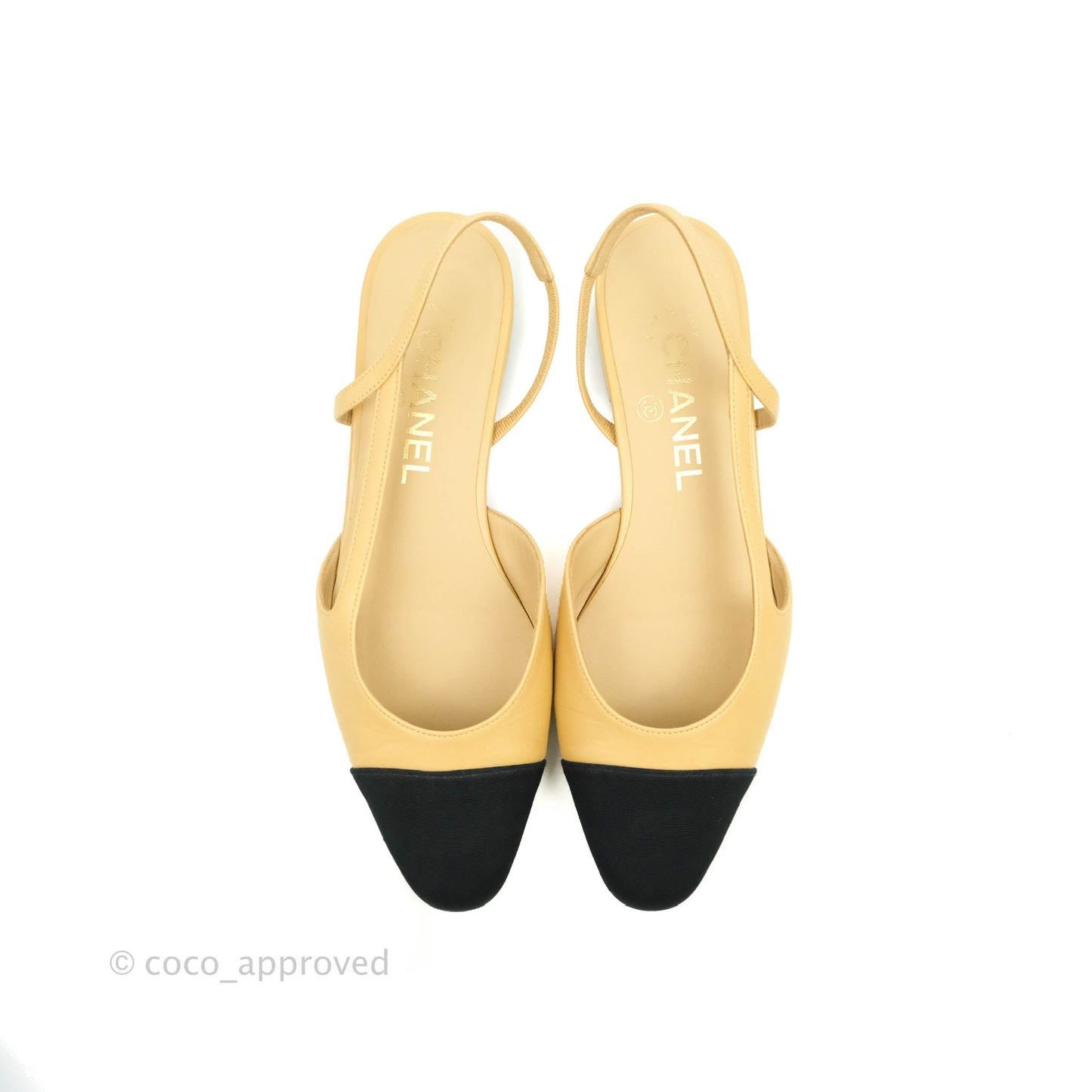 Chanel Classic Slingback Black and Beige Calfskin Size 36.5