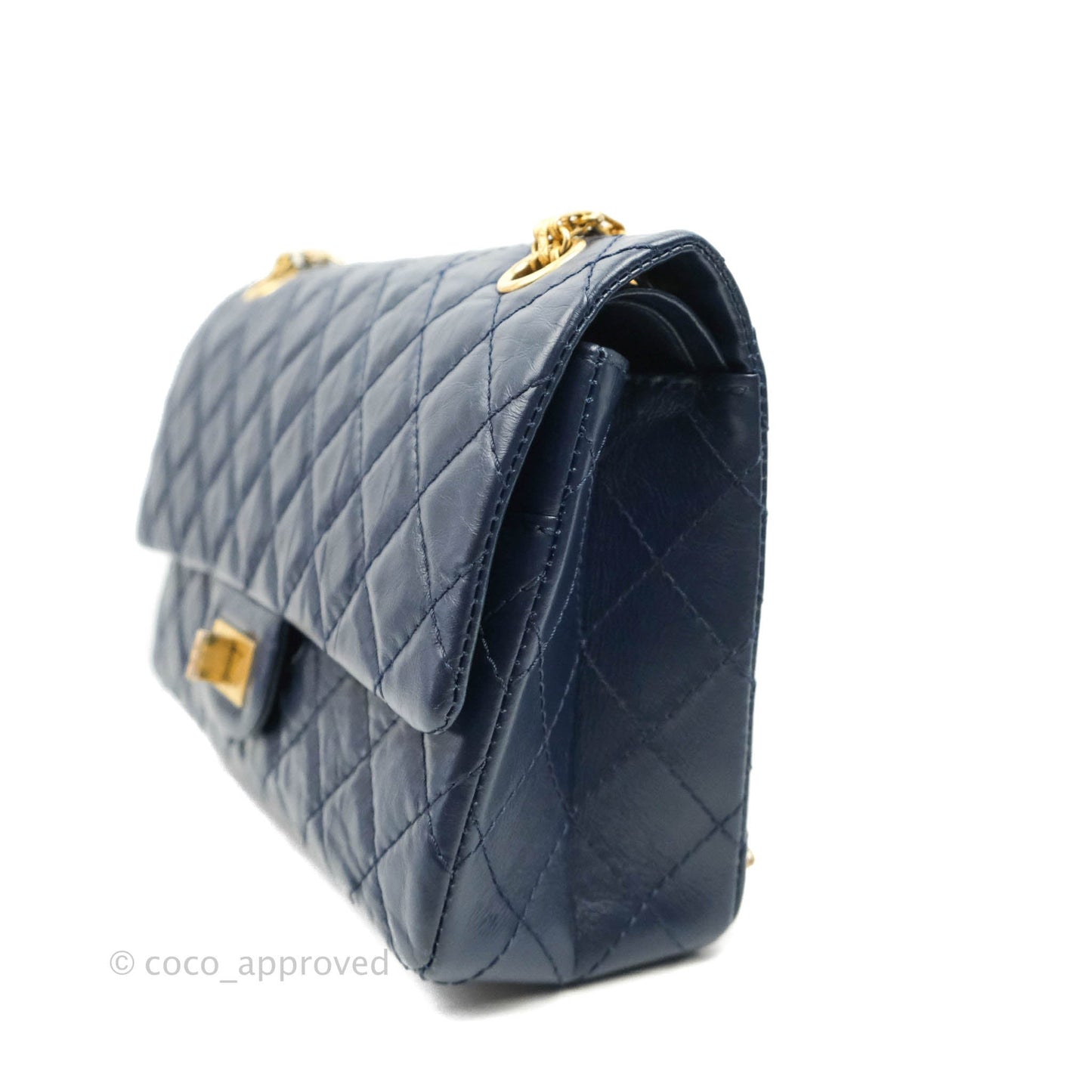 Chanel Reissue Quilted Navy Aged Calfskin Aged Gold Hardware 225