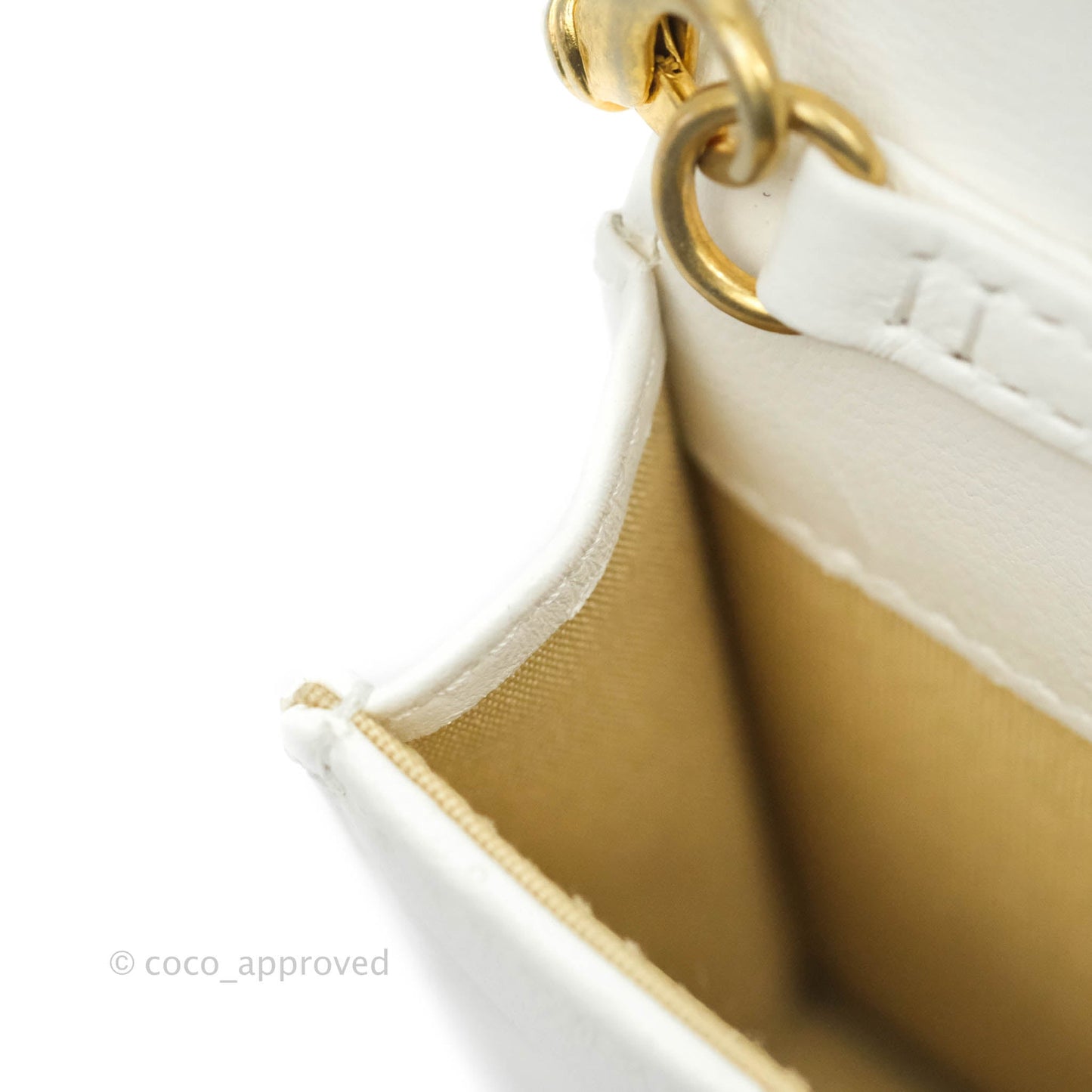 Chanel Mini Pearl Crush Clutch With Chain White Aged Gold Hardware