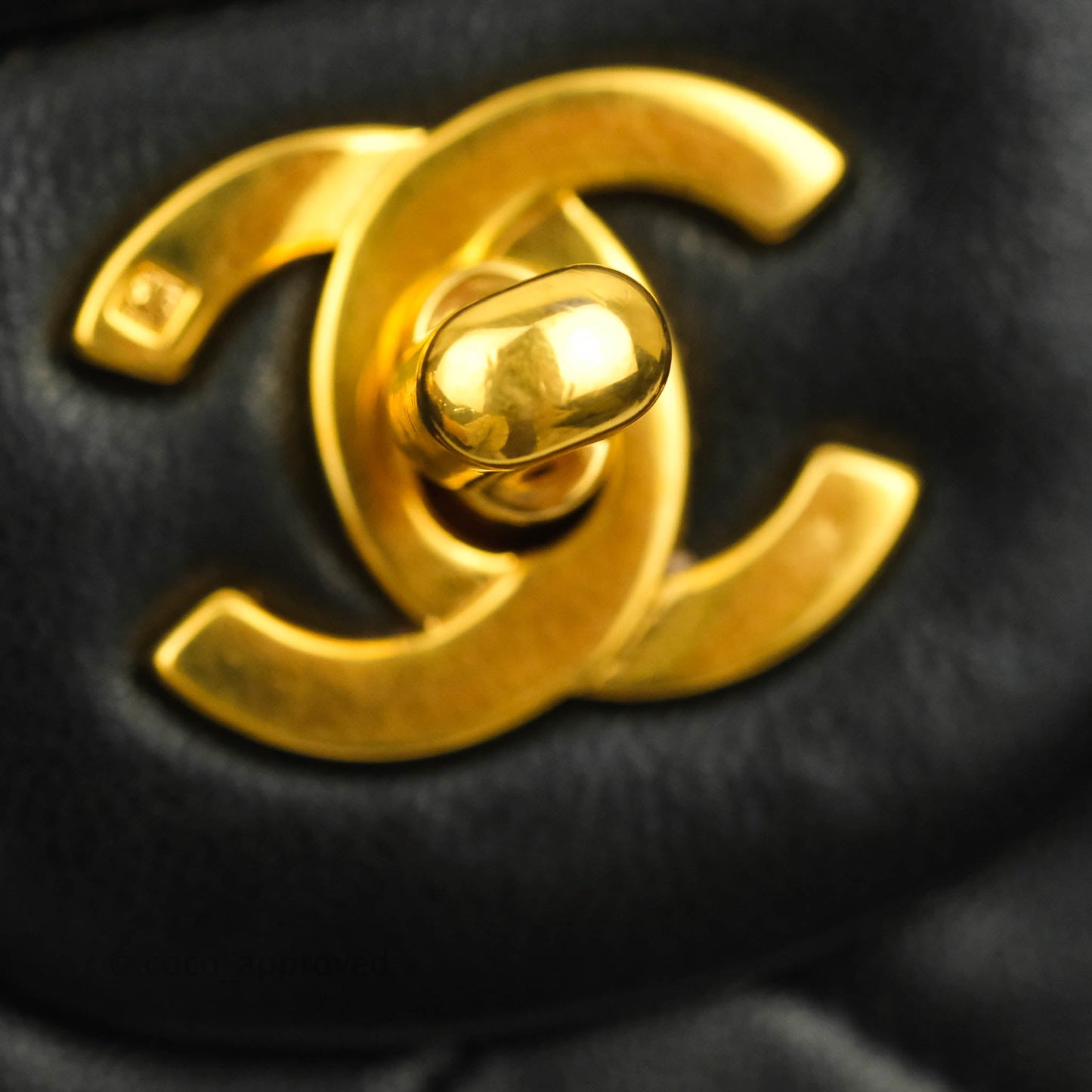 Chanel Vintage Classic M/L Medium Double Flap Black Lambskin 24K Gold Hardware