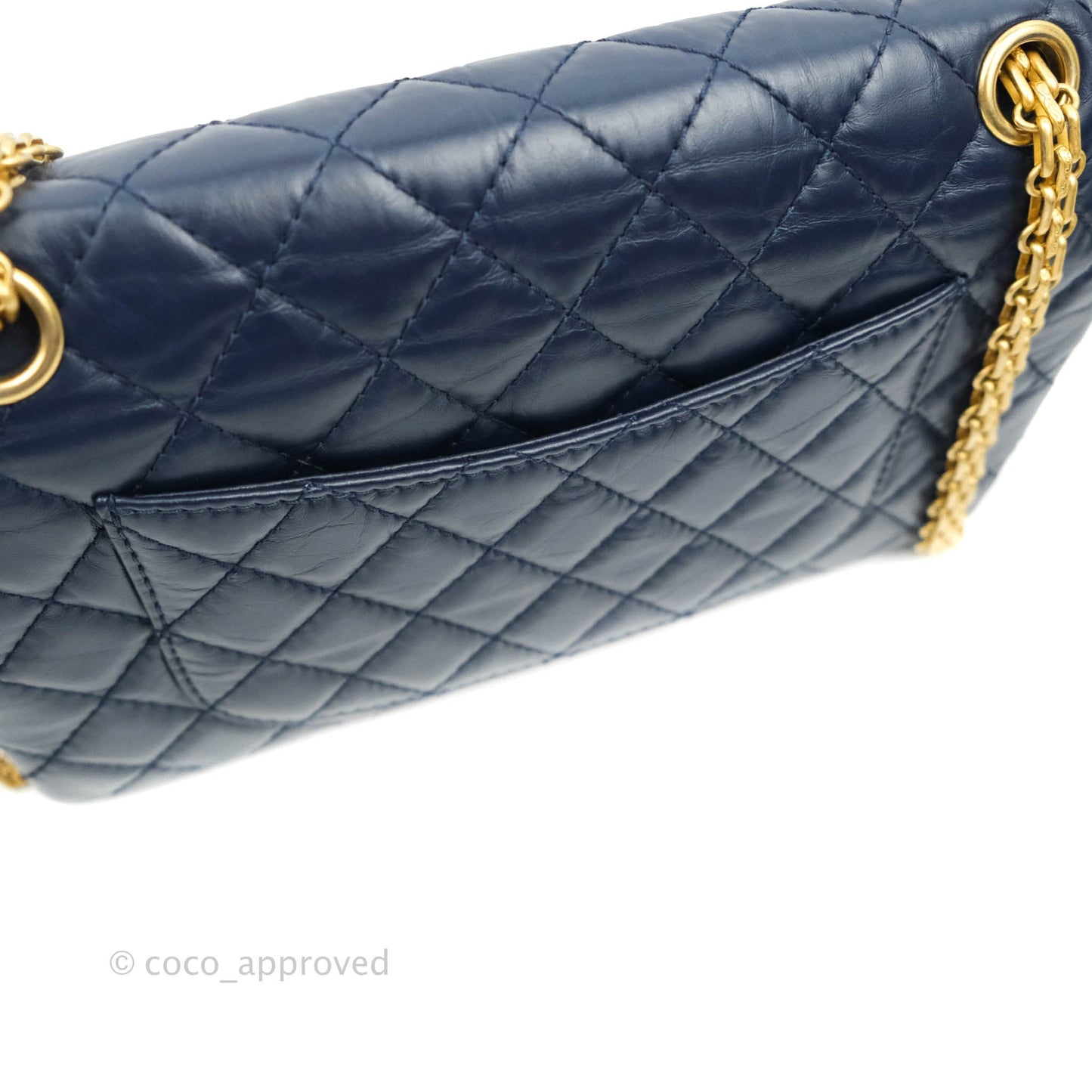 Chanel Reissue Quilted Navy Aged Calfskin Aged Gold Hardware 225