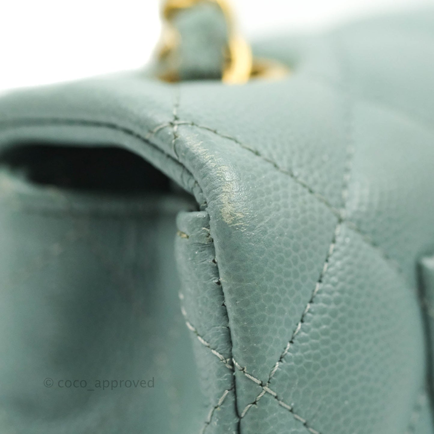 Chanel Quilted Mini Rectangular Flap Iridescent Blue Green Aged Gold Hardware