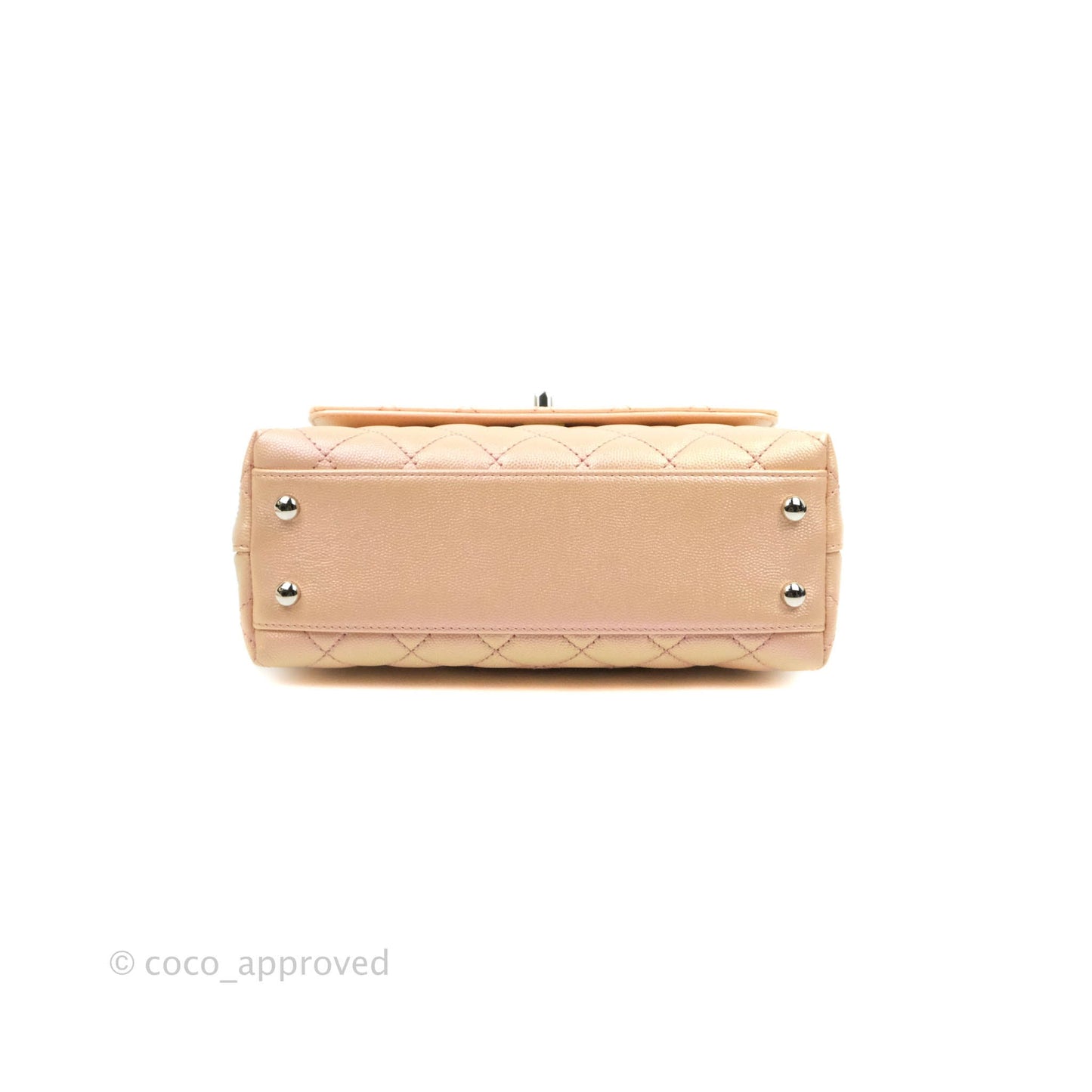 Chanel Small Quilted Coco Handle Iridescent Light Pink Caviar Rainbow Hardware