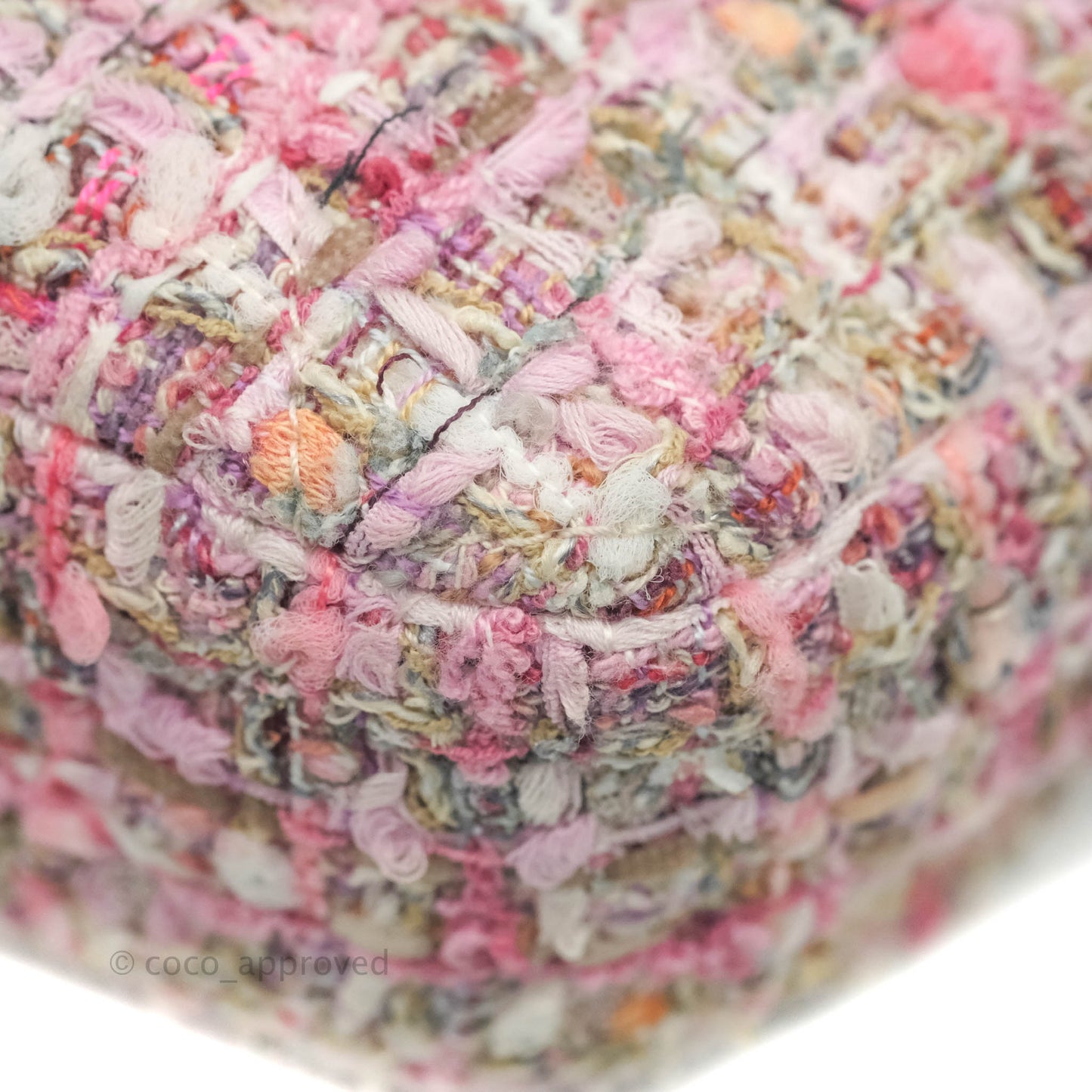Chanel Small Pink Tweed Flap Bag With Large Pearl Handle Gold Hardware 19S