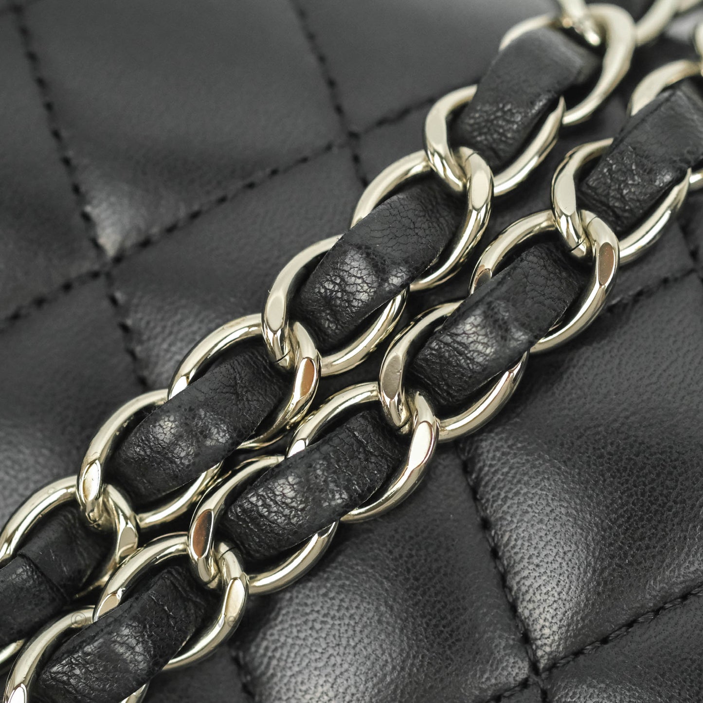 Chanel Classic M/L Medium Double Flap Black Lambskin Silver Hardware