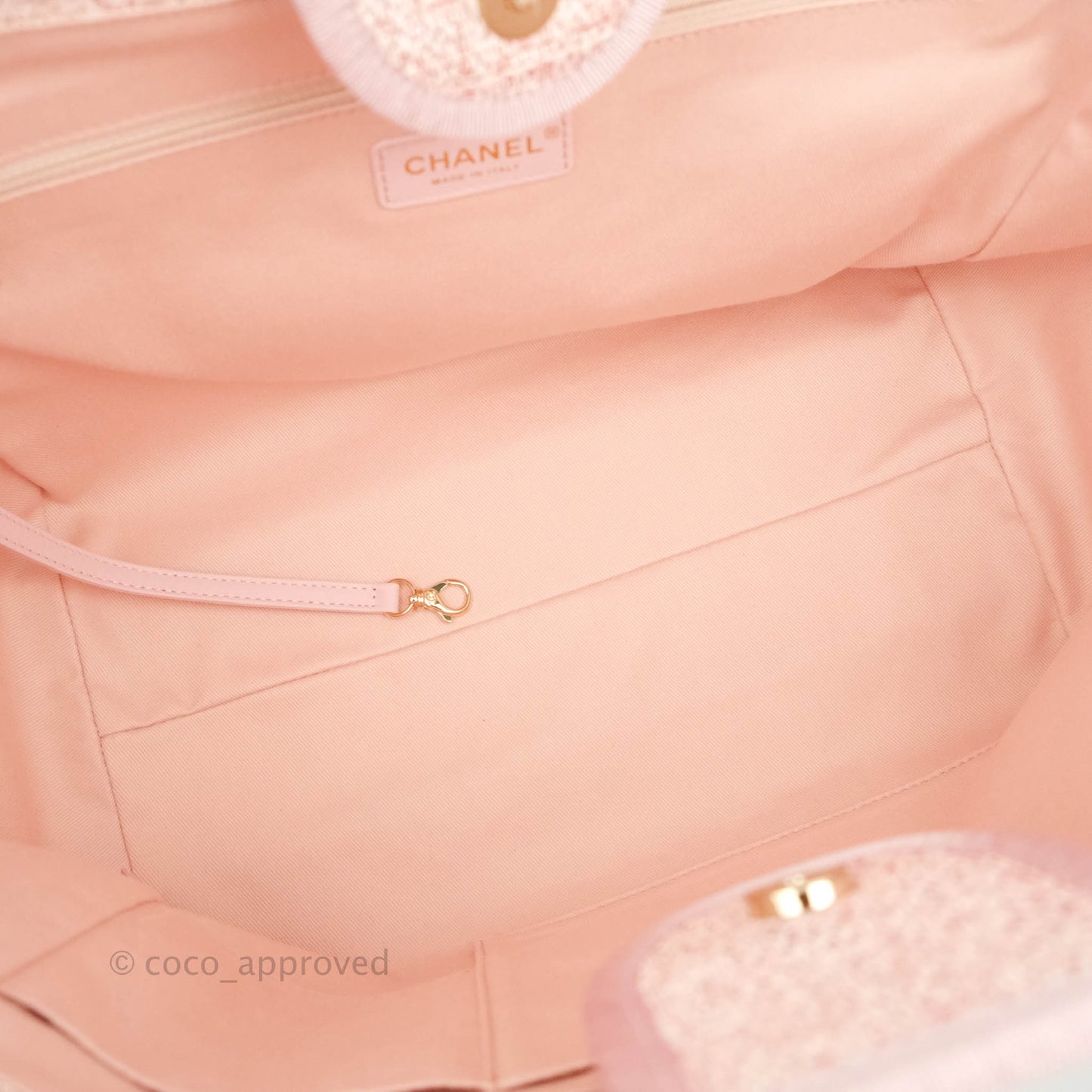 Chanel Large Deauville Pink Canvas Gold Hardware 19C