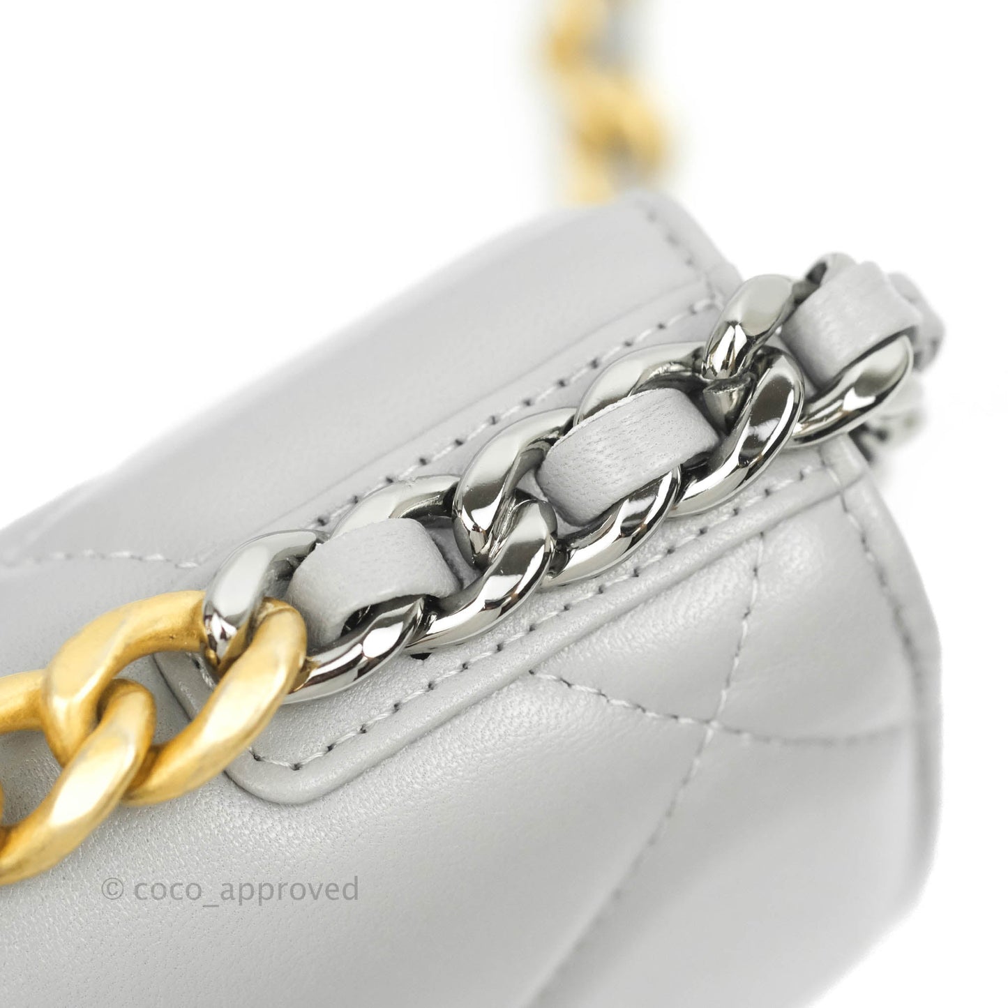 Chanel 19 Wallet on Chain WOC Grey Lambskin Mixed Hardware