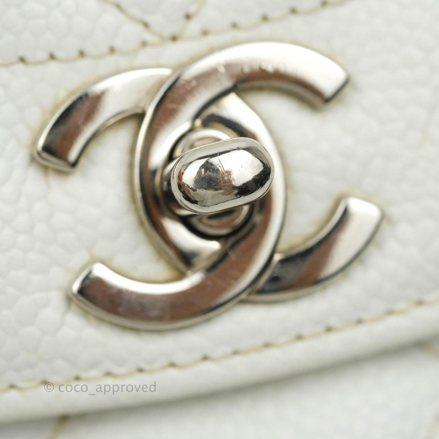 Chanel Vintage Medium Classic Quilted Diana Flap Bag White Caviar Silver Hardware