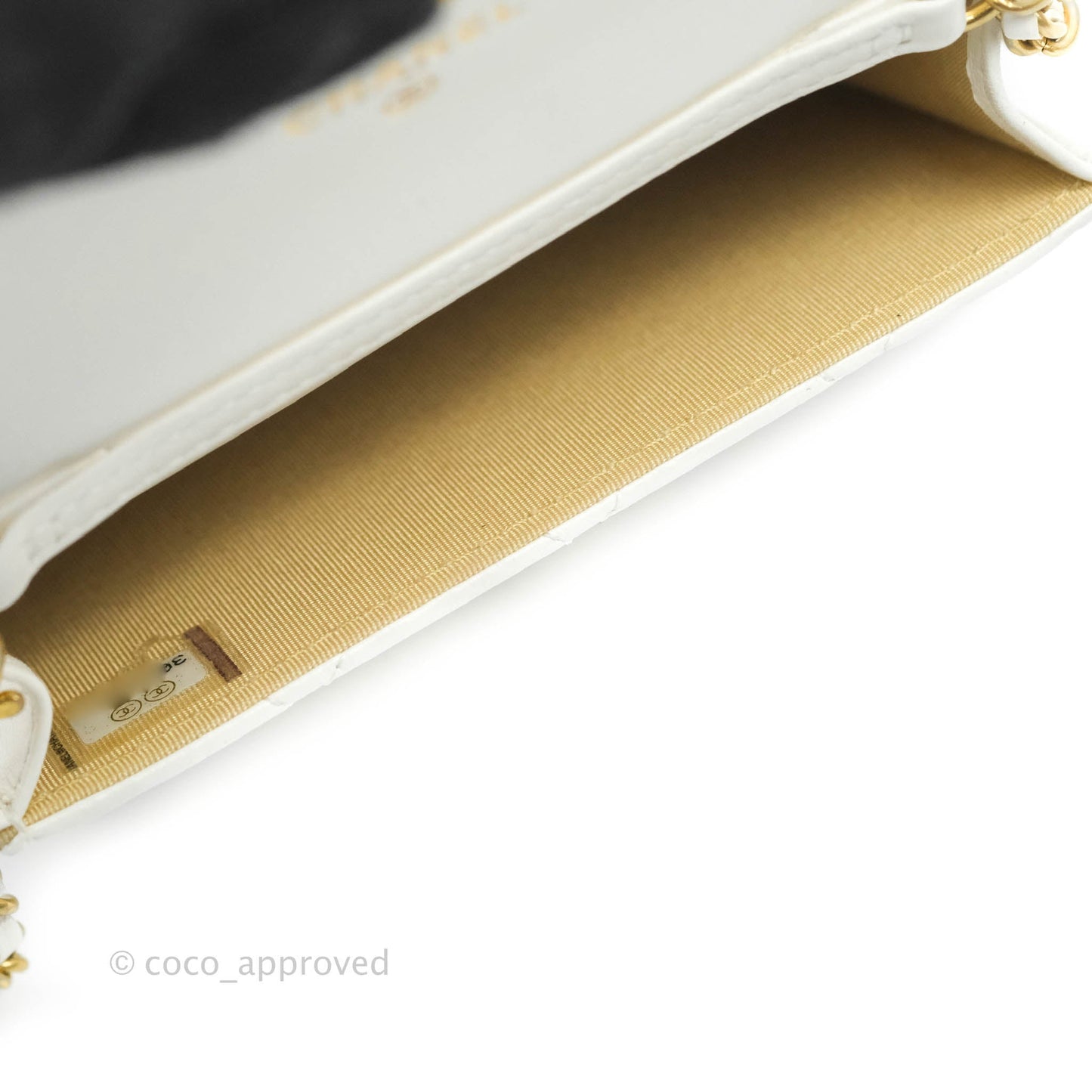 Chanel Mini Pearl Crush Clutch With Chain White Aged Gold Hardware